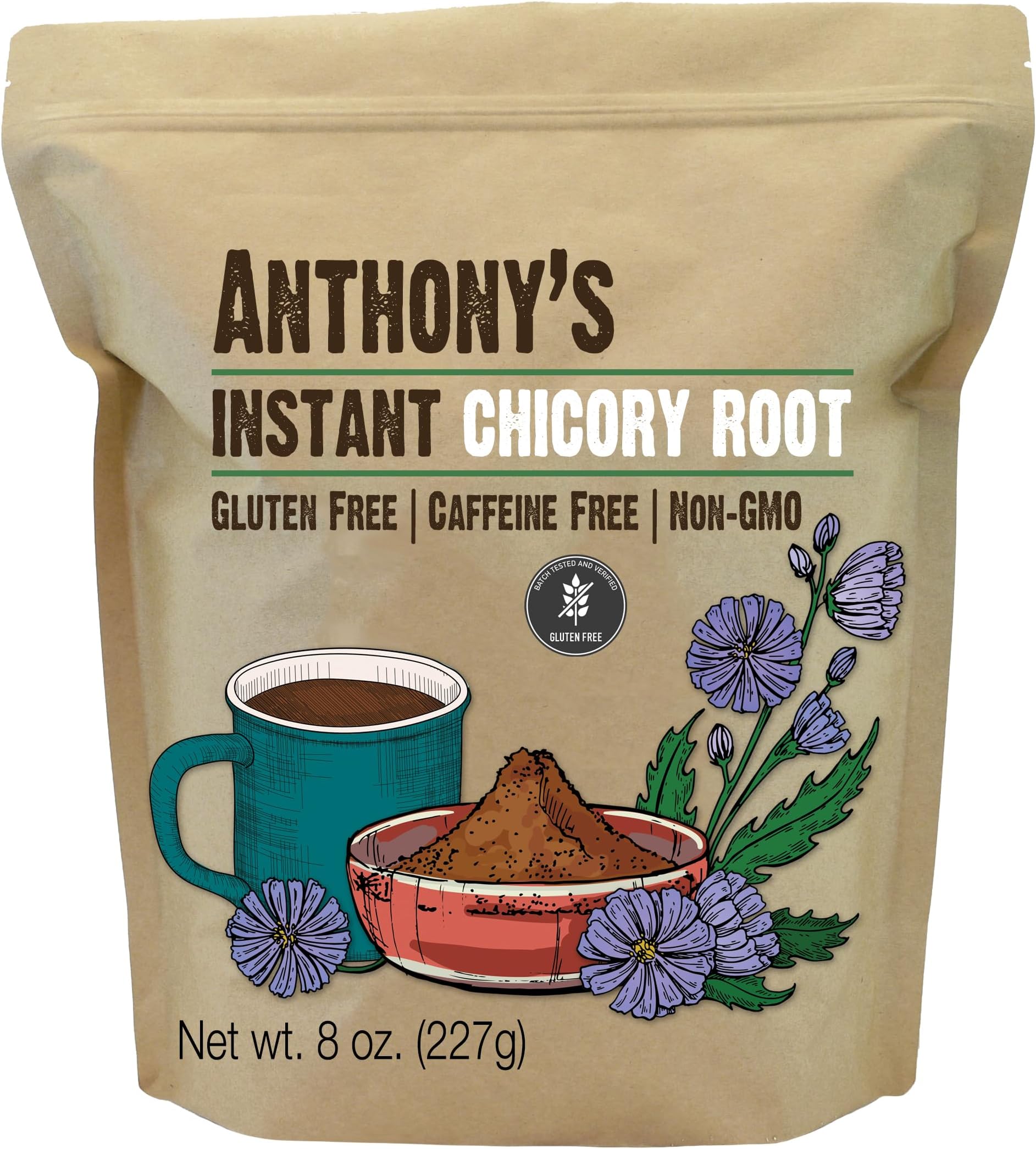 Instant Chicory Root, 8 oz, Gluten Free, Caffeine Free, Non GMO, Coffee Alternative