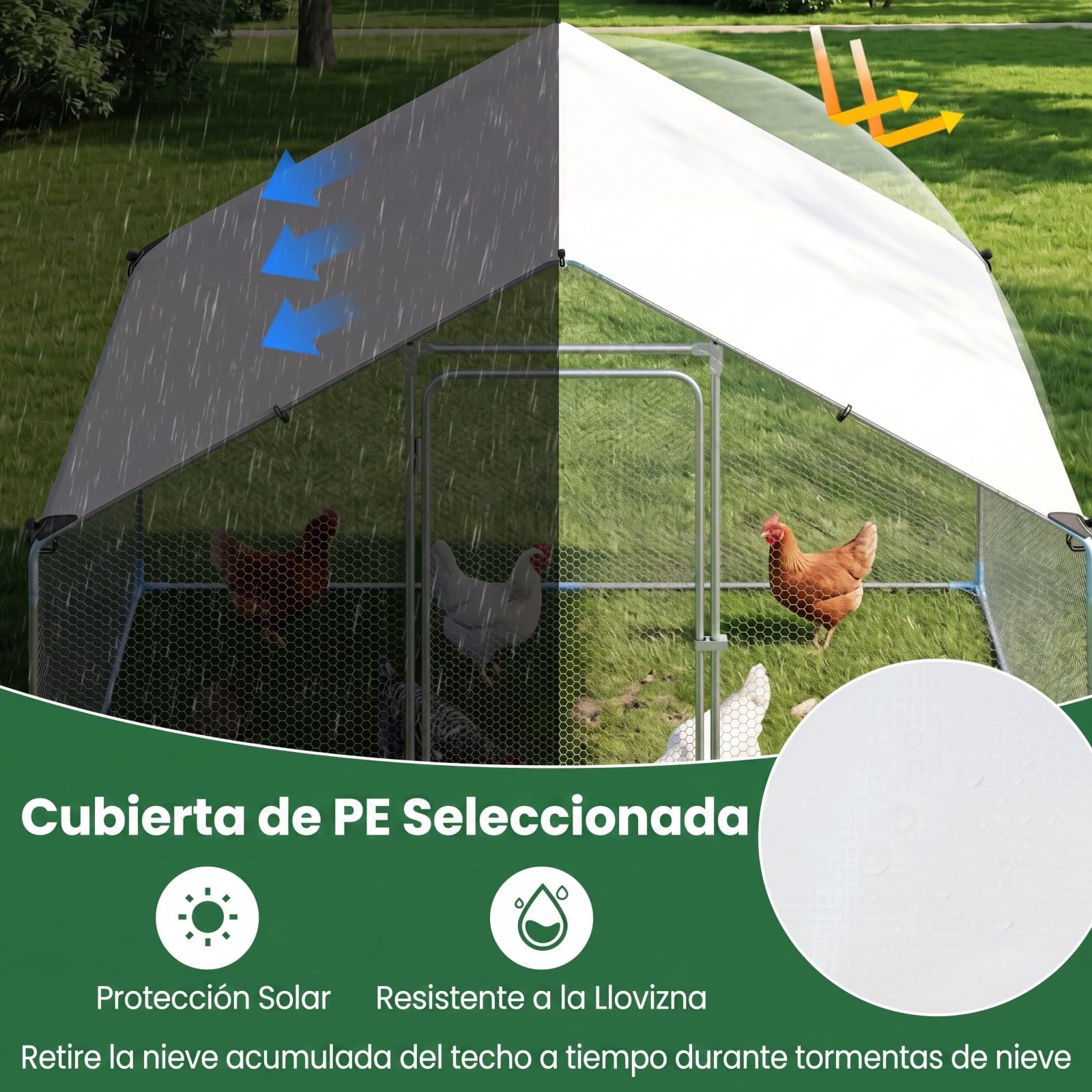COSTWAY Gallinero para Exterior, Gallinero Grande Exterior con Cubierta Impermeable, Malla Hexagonal y Puerta Bloqueable, Corral de Acero Galvanizado para Aves Patos Gansos Granja, 300 x 203 x 202 cm
