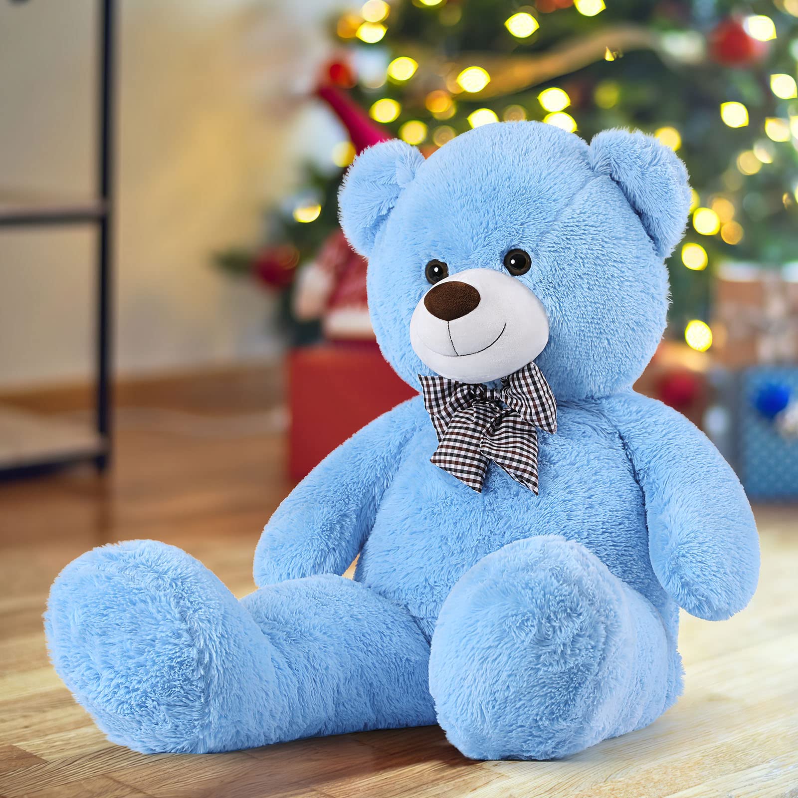 MorisMos Blue Giant Teddy Bear 120cm, XXL Large Cuddly Bear Plush Stuffed Animal Soft Toy Big, Kawaii Presents for Mother Girlfriend Boys Kids Girls Valentines Day Birthday Party Decorations