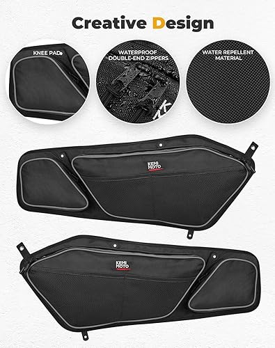 Miniatura 7 de kemimoto PRO XP - Bolsas de puerta compatibles con RZR, 2 bolsas de almacenamiento 1680D compatibles con RZR con rodillera extraíble y cremalleras