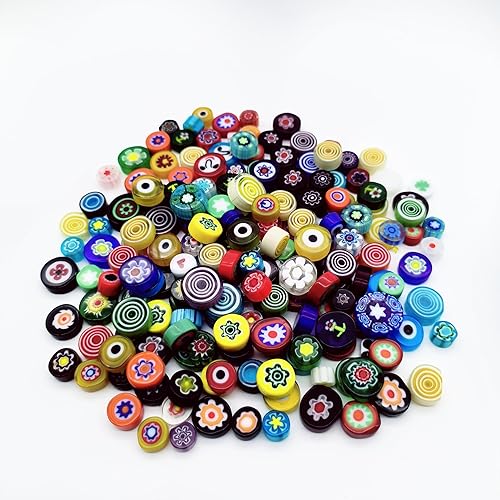 EDFLIFE Millefiori de vidrio plano para suministros de fabricación de mosaicos, azulejos de mosaico para manualidades con azulejos de vidrio de