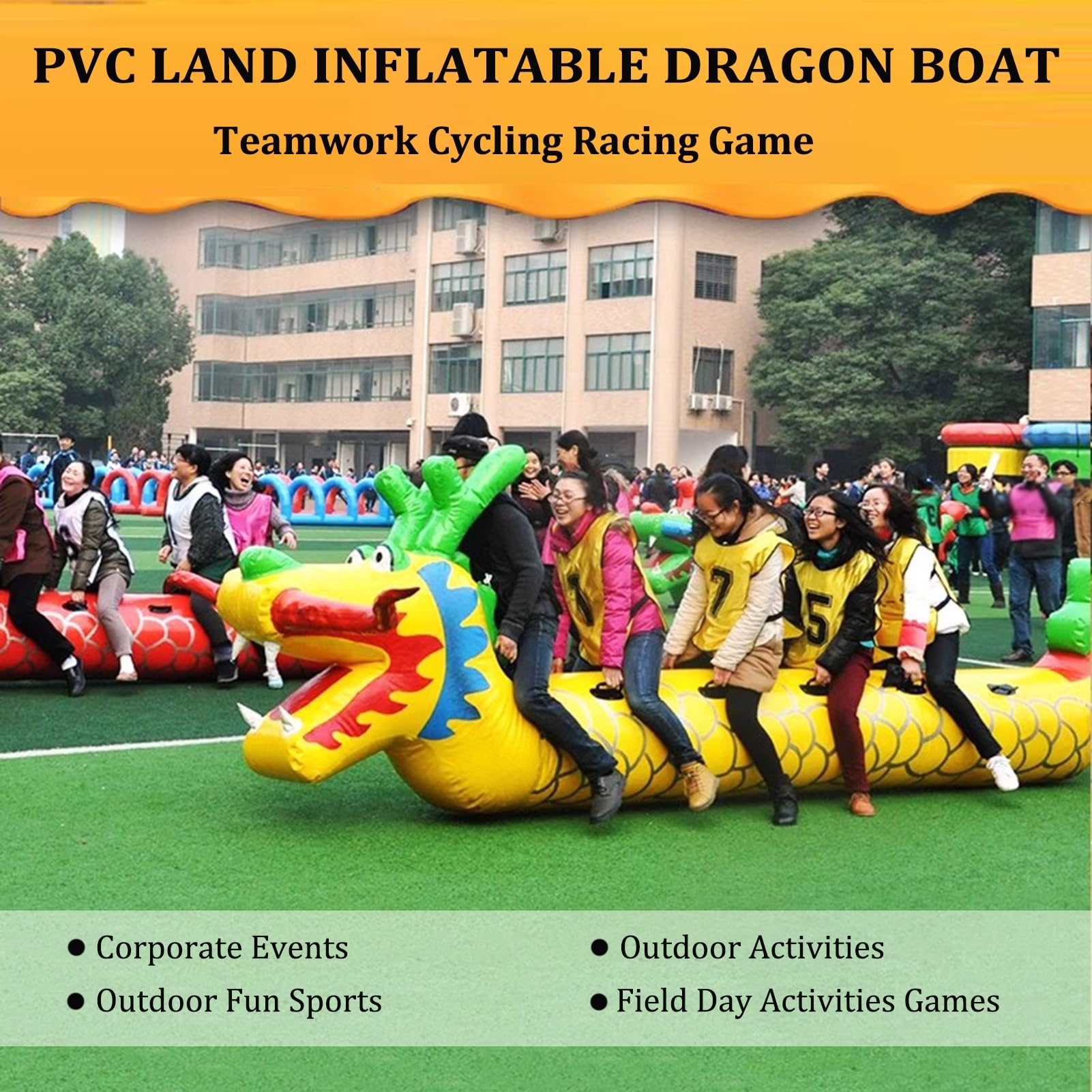 Juegos de Trabajo en Equipo. IEOWY 4 Juegos de Trabajo en Equipo for Actividades al Aire Libre, Trabajo en Equipo, Barco dragón Inflable de PVC(10 Seats/L 6.5M)