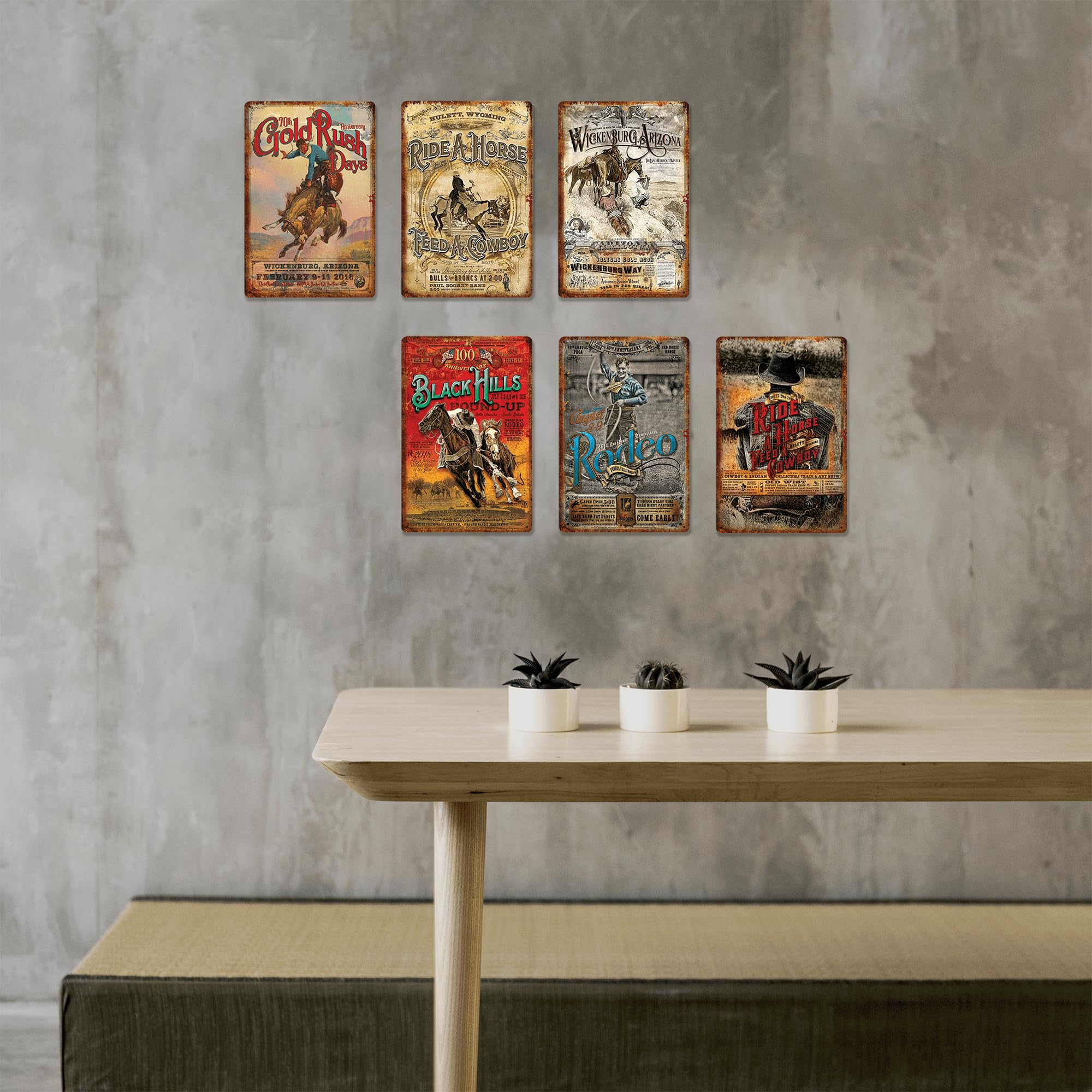 Amazon.com: Fcimu 6 Pieces Rustic Western Cowboy Tin Wall