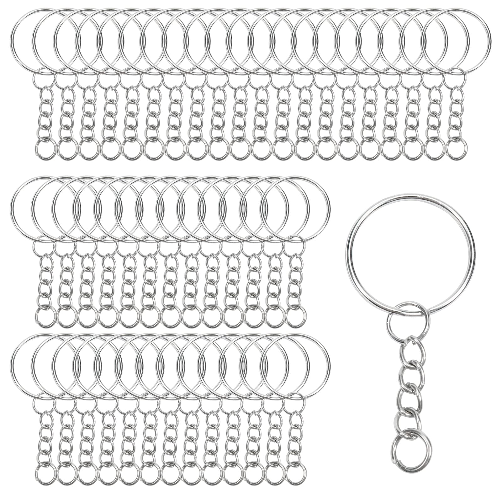 100 Portachiavi In Metallo Con Anello Aperto E Connettore – 25 Mm, Per Artigianato E Fai Da Te - 3