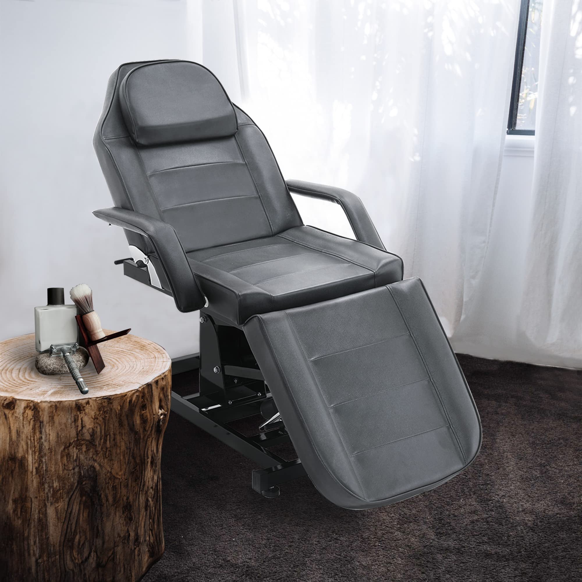 Barberpub Elektrische Tattoo Liege Massageliege, Kosmetikliege Set, Therapieliege Schönheitsausrüstung klappbar & höhenverstellbar, 0100 (Schwarz)