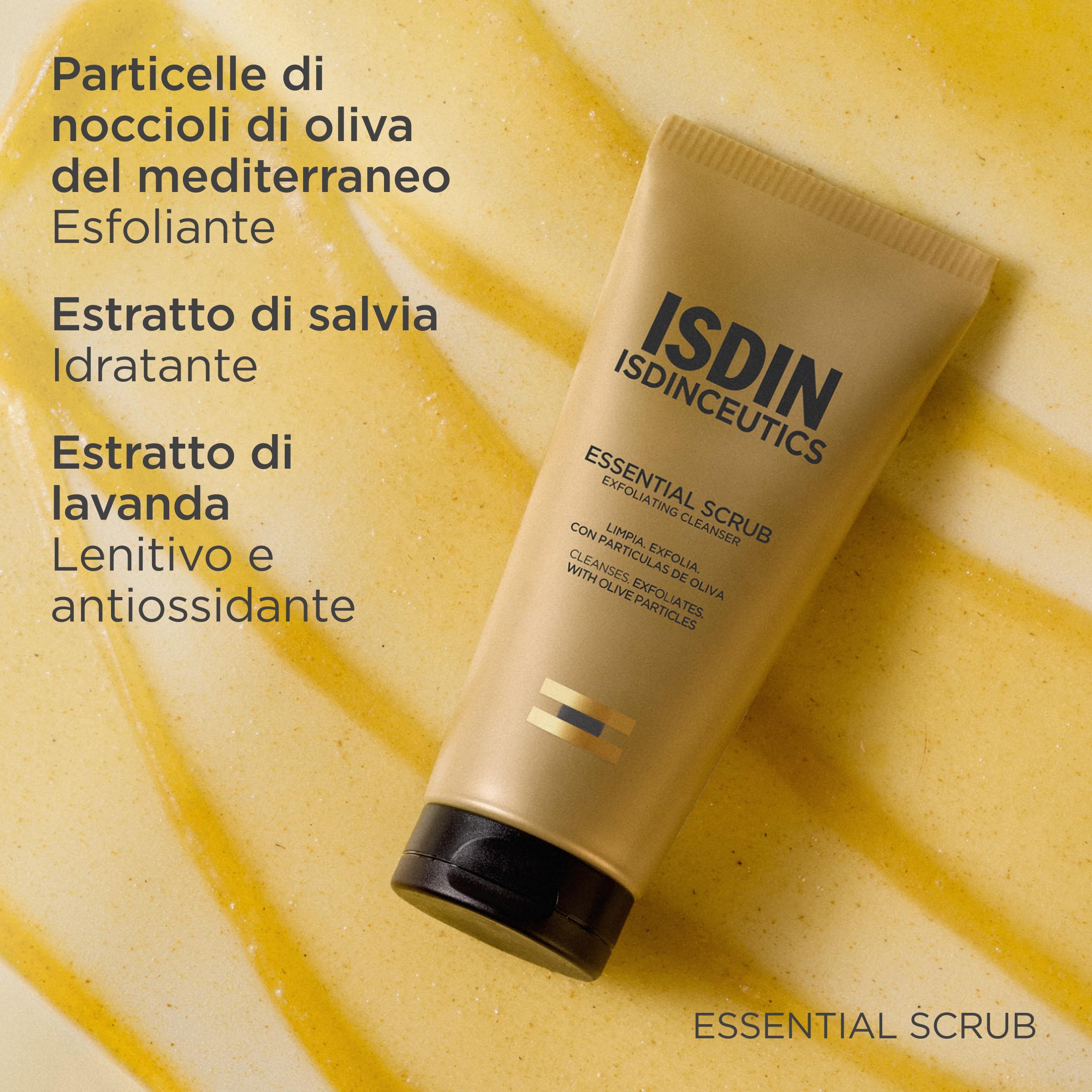 ISDIN Isdinceutics Essential Scrub (100 g) | Gel Detergente Viso Esfoliante | Deterge ed Esfolia per una Pelle Rinnovata | Aiuta a Diminuire l'Aspetto dei Pori | Adatto a Tutti i Tipi di Pelle