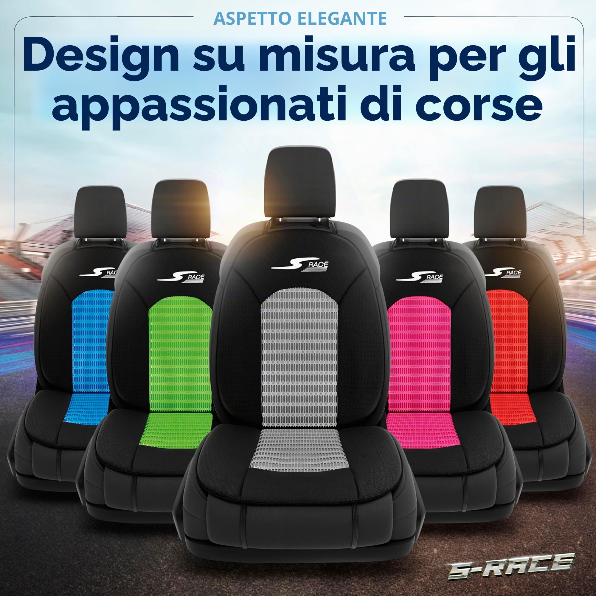 Walser coprisedili auto S-Race 2 pezzi, Premio Molto Buono* coprisedili anteriori in verde/nero, coprisedili universali per auto 2 pezzi, sedili sportivi compatibile con airbag laterale