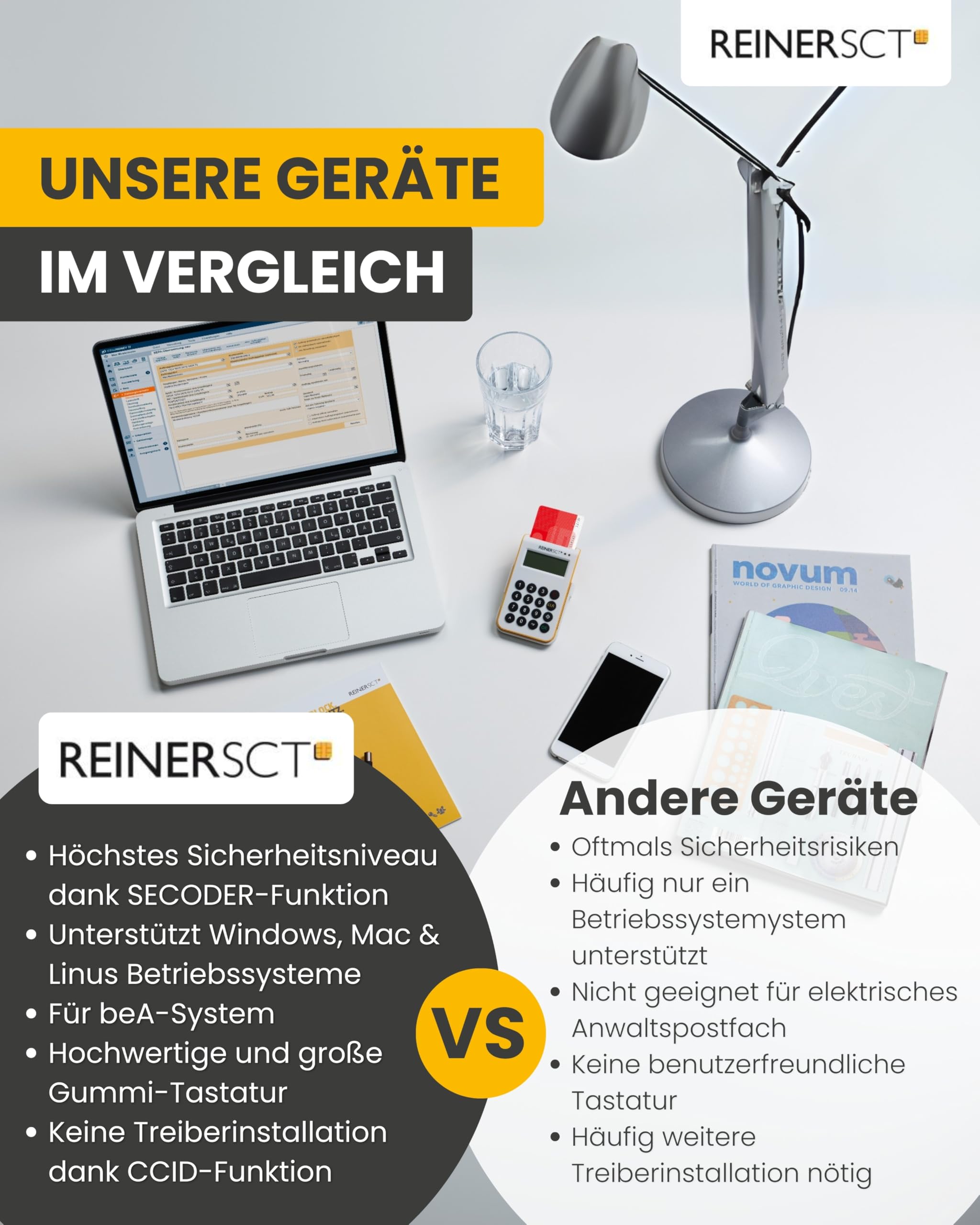 REINER SCT cyberJack one I Chipkartenleser für HBCI/FinTS, EBICS & TAN-Generator I Kartenlesegerät für Online-Banking & elektronische Signatur I Card Reader mit USB-Anschluss I
