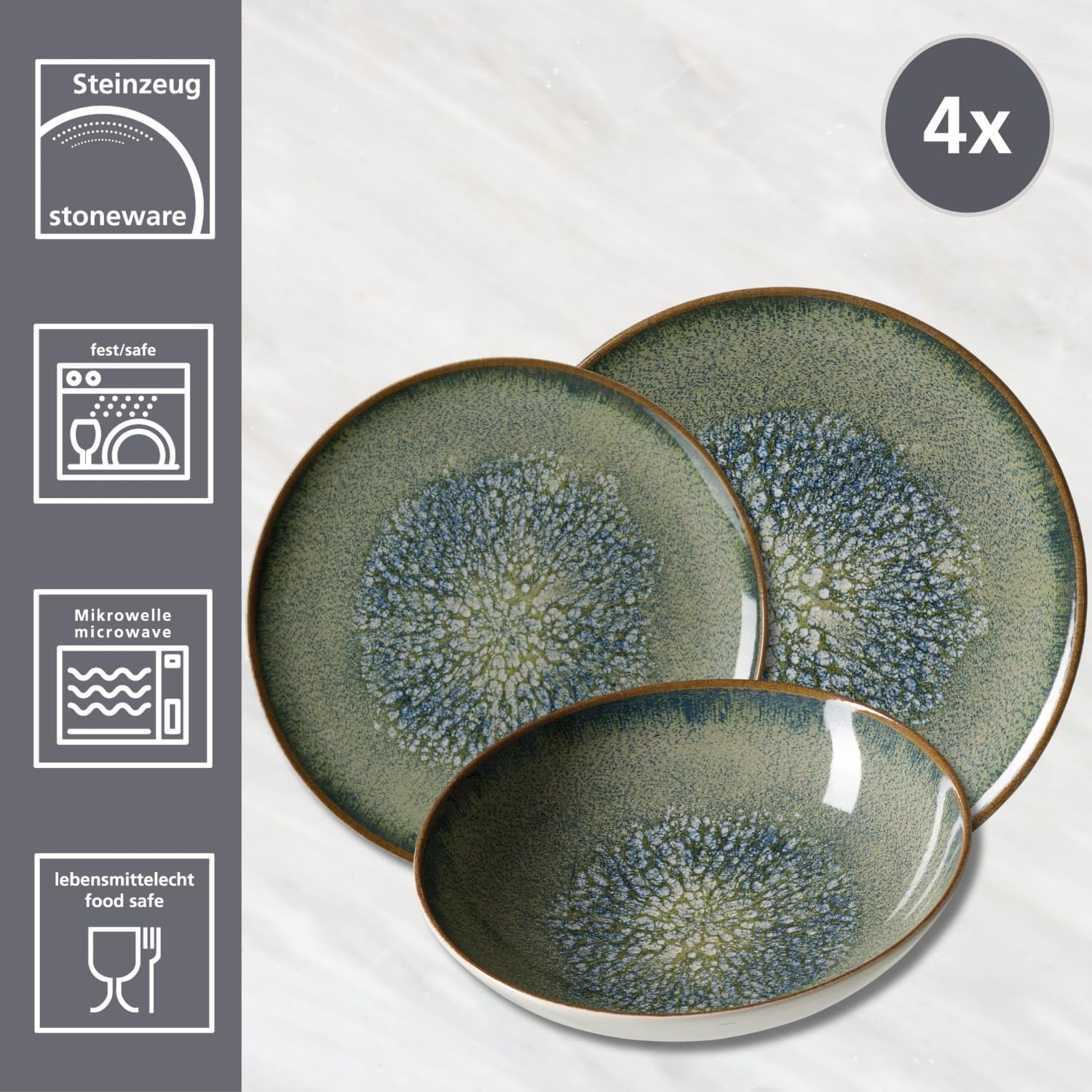 Ritzenhoff & Breker Teller-Set Verde, 12-teilig, grün | Spülmaschinen- und mikrowellengeeignet