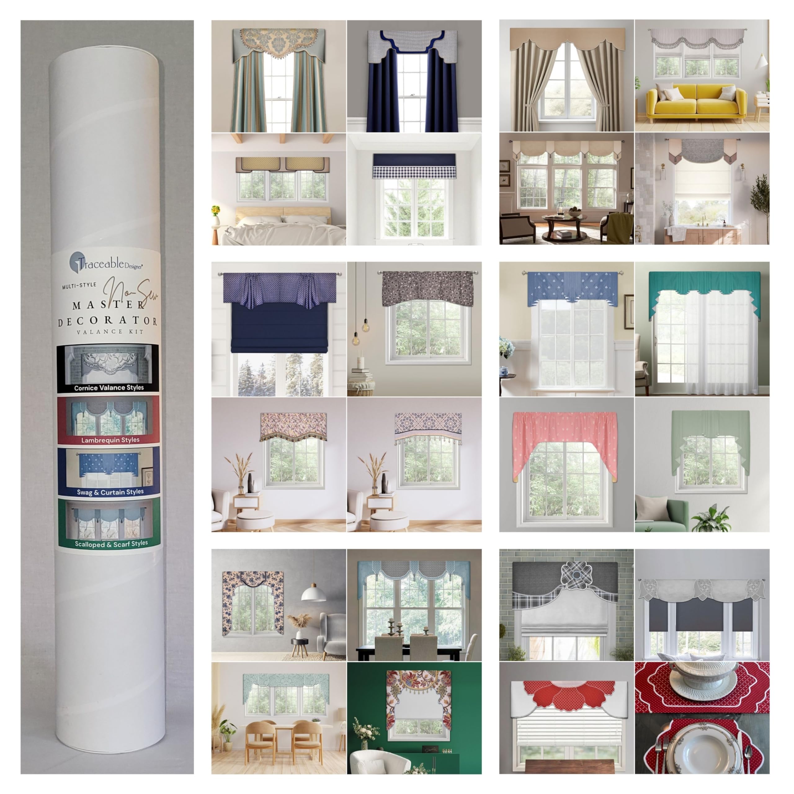Deluxe No-Sew Master Decorator Kit | DIY Home Decor | Make Valances, Cornices, Lambrequins, Swags & Curtains, Without Using a Sewing Machine