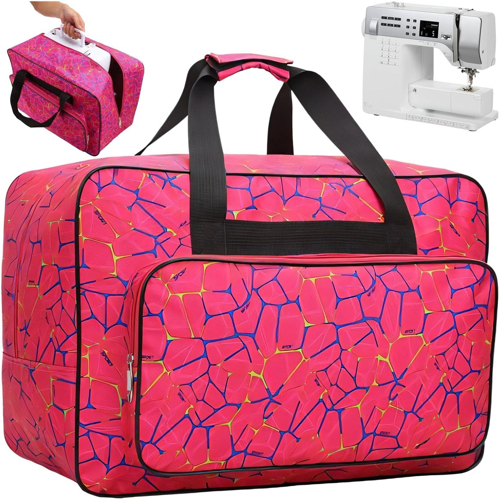 Abbdbd Sewing Machine Carrying Case Universal Sewing Machine Travel Tote Bag with Front Pocket Portable Storage Bag for Sewing Machine and Accessories