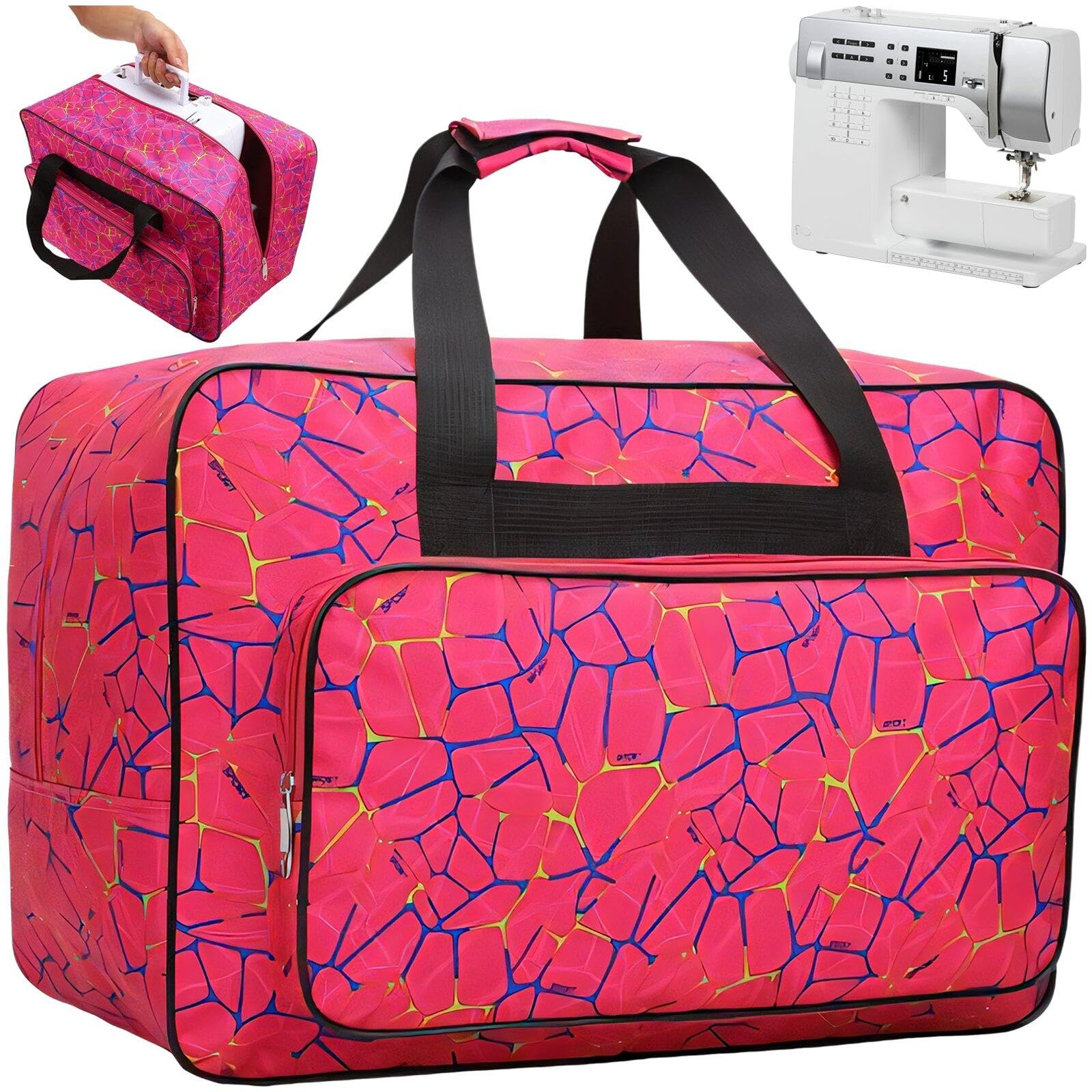 Abbdbd Sewing Machine Carrying Case Universal Sewing Machine Travel Tote Bag with Front Pocket Portable Storage Bag for Sewing Machine and Accessories