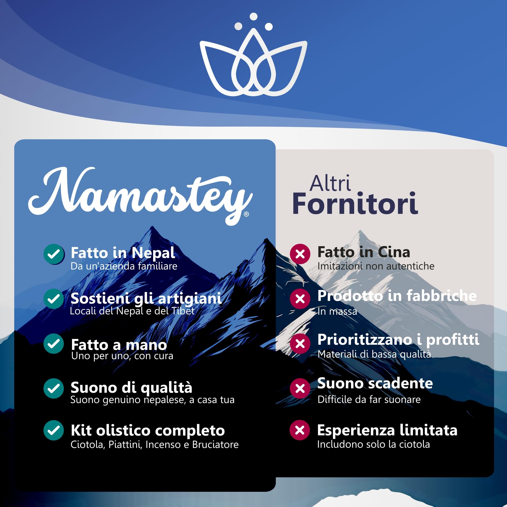 Campana Tibetana – Ø10 cm – Cimbali tibetani – Tingsha – Bruciatore incenso – Incenso di Corda – In Scatola di Lokta – Set di Accessori per Meditazione e Yoga – Fatto a Mano in Nepal