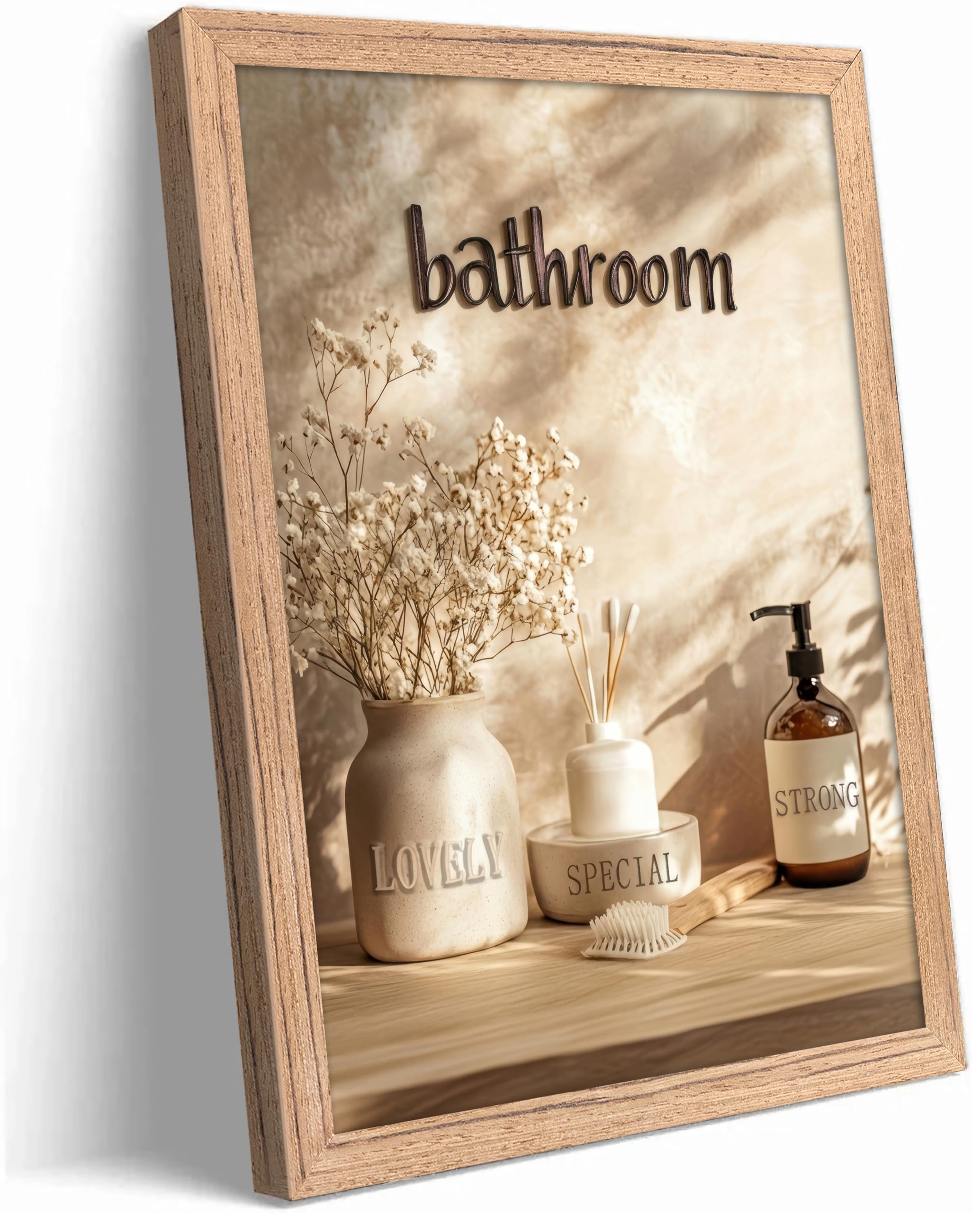 Framed Funny Bathroom Canvas Wall Art,Pink Daisy Floral Botanical Painting Picture Wall Decor,Minimalist Toilet Paper Flower Poster Print Artwork,for Restroom Toilet Home Decoration, — view 10