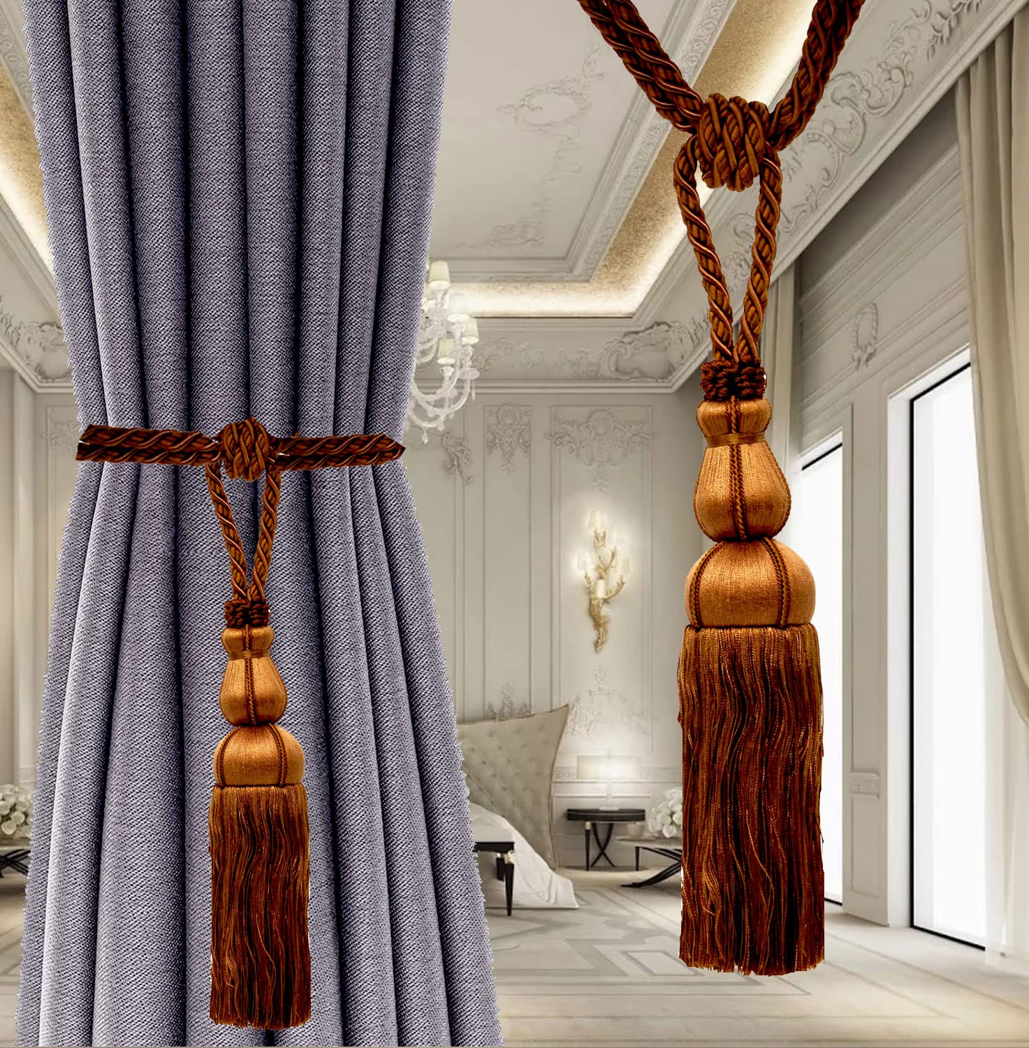 BELAGIO - Fermatenda con nappa, colore: Toffee