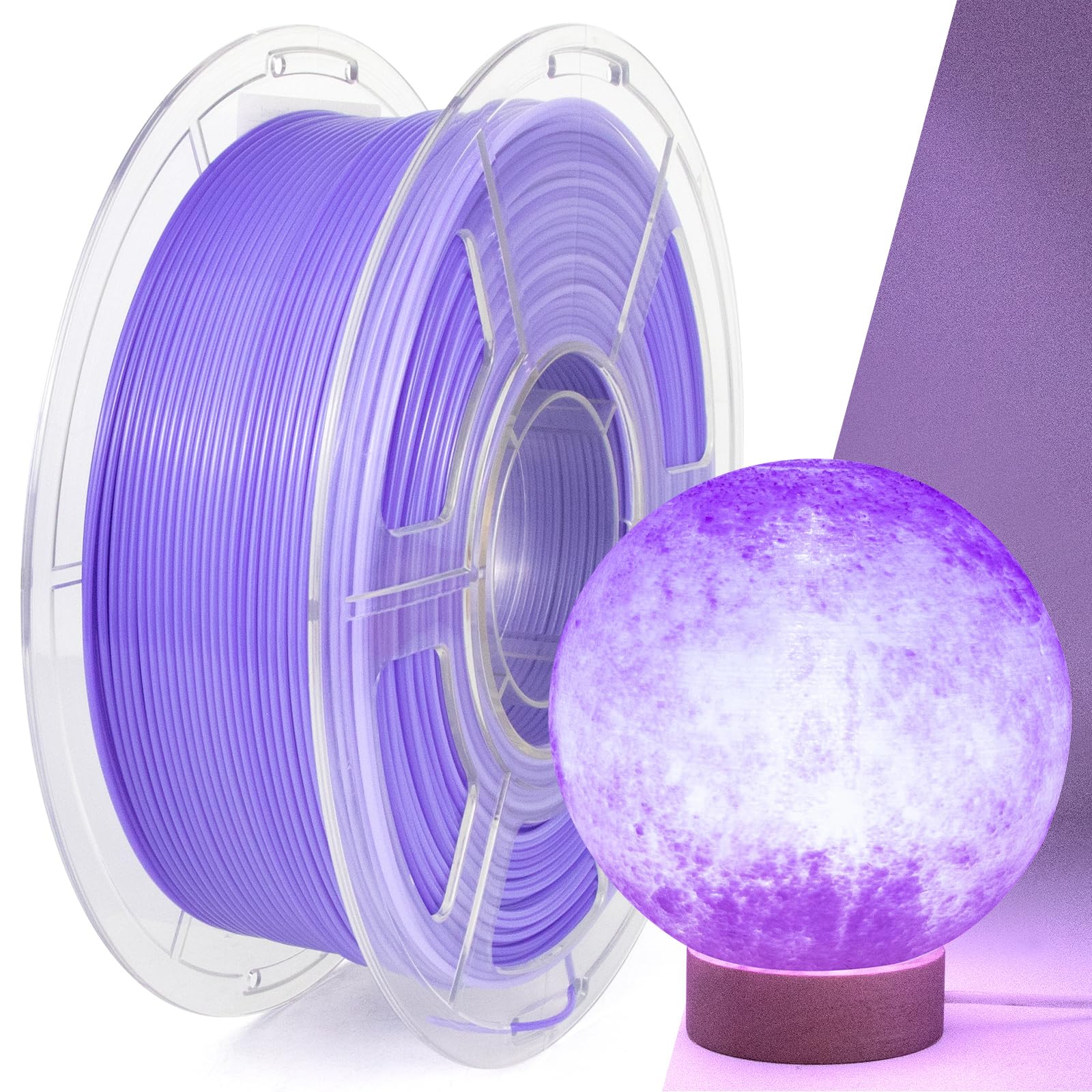IEMAI Filament PETG de 1,75 mm, dégradé de violet vers blanc, filament haute vitesse pour imprimante 3D, 1 kg (poids d'écran 1,2 kg), translucide, polyéthylène téréphtalate glycol