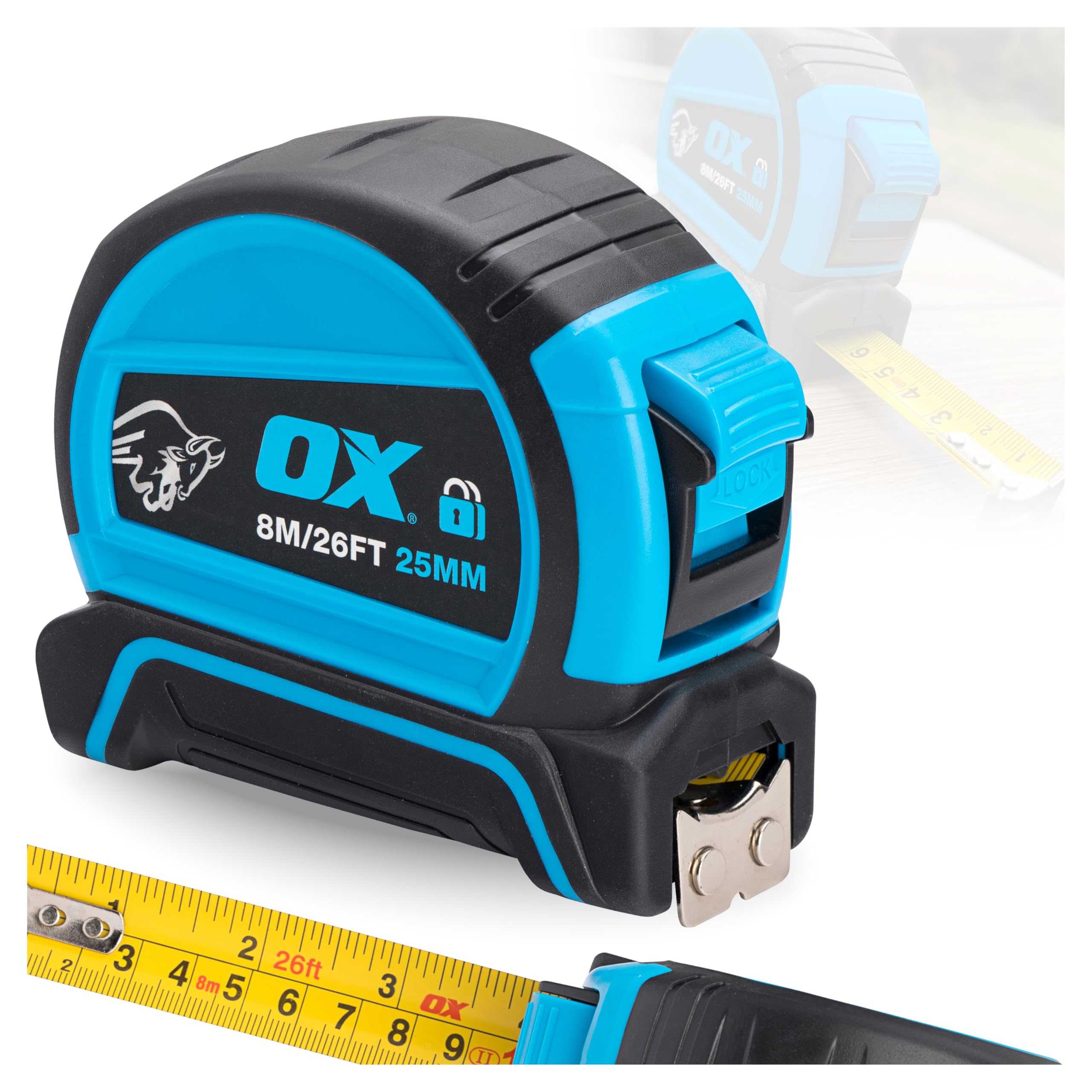 Ox Tools Blue Ox Pro Dual Auto Lock Tape Measure - 8M,