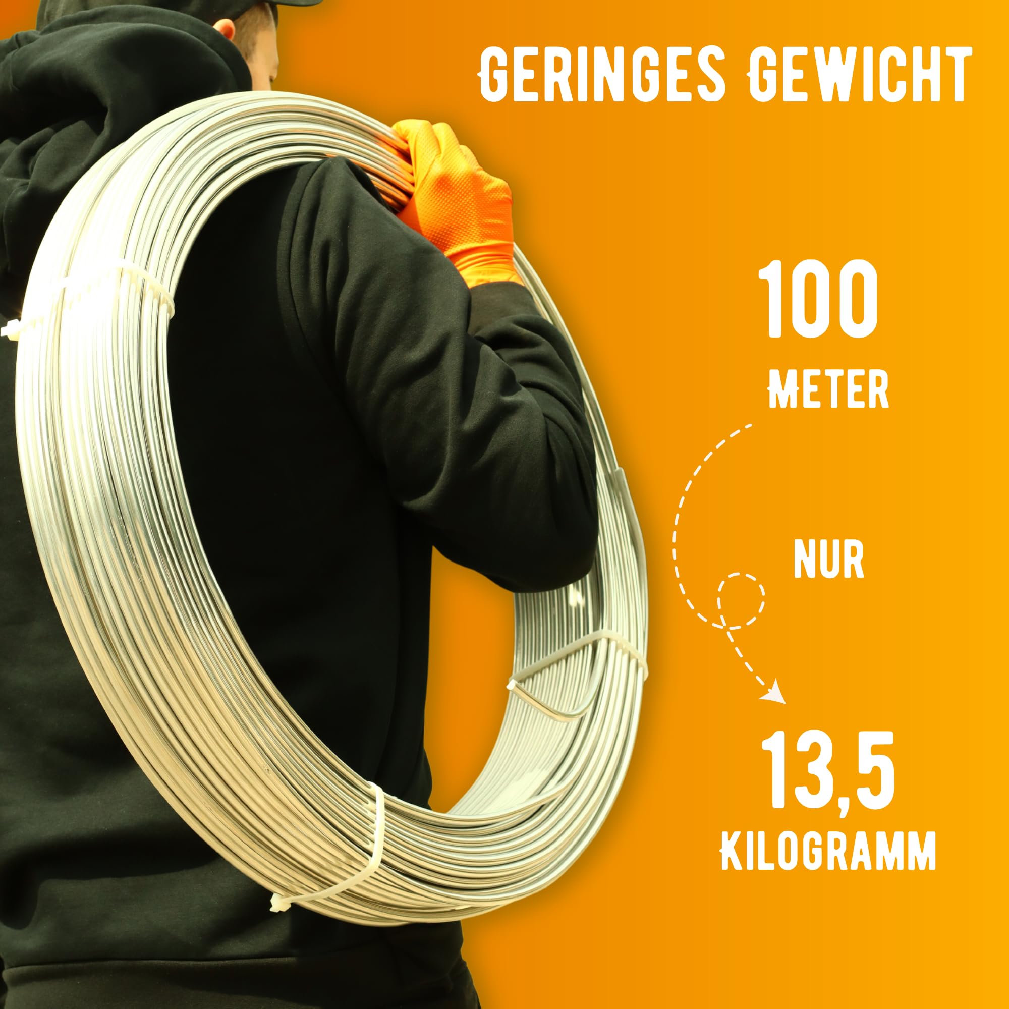 HausHeld® Aluminium Runddraht 8 mm 30 m für Blitzschutz | Aluminiumdraht für PV-Erdung und Dachmontage, wählbar nach Durchmesser und Länge
