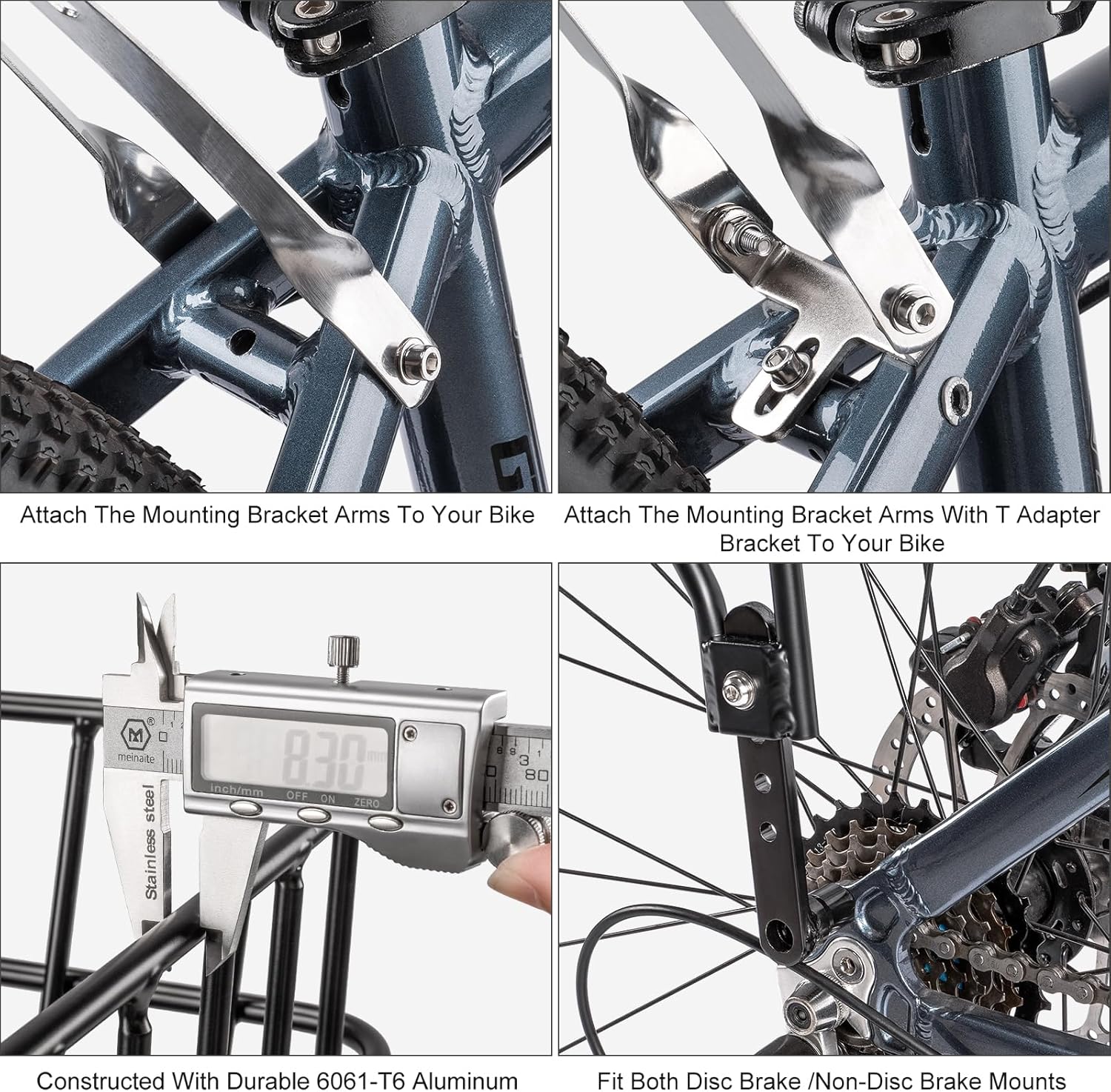 CXWXC Rear Bike Rack with Basket - Bike Cargo Rack for Disc Brake/Non-Disc Brake Mount - Bicycle Pannier Rack, Touring Carrier Rack fit 26”-29” and 700c