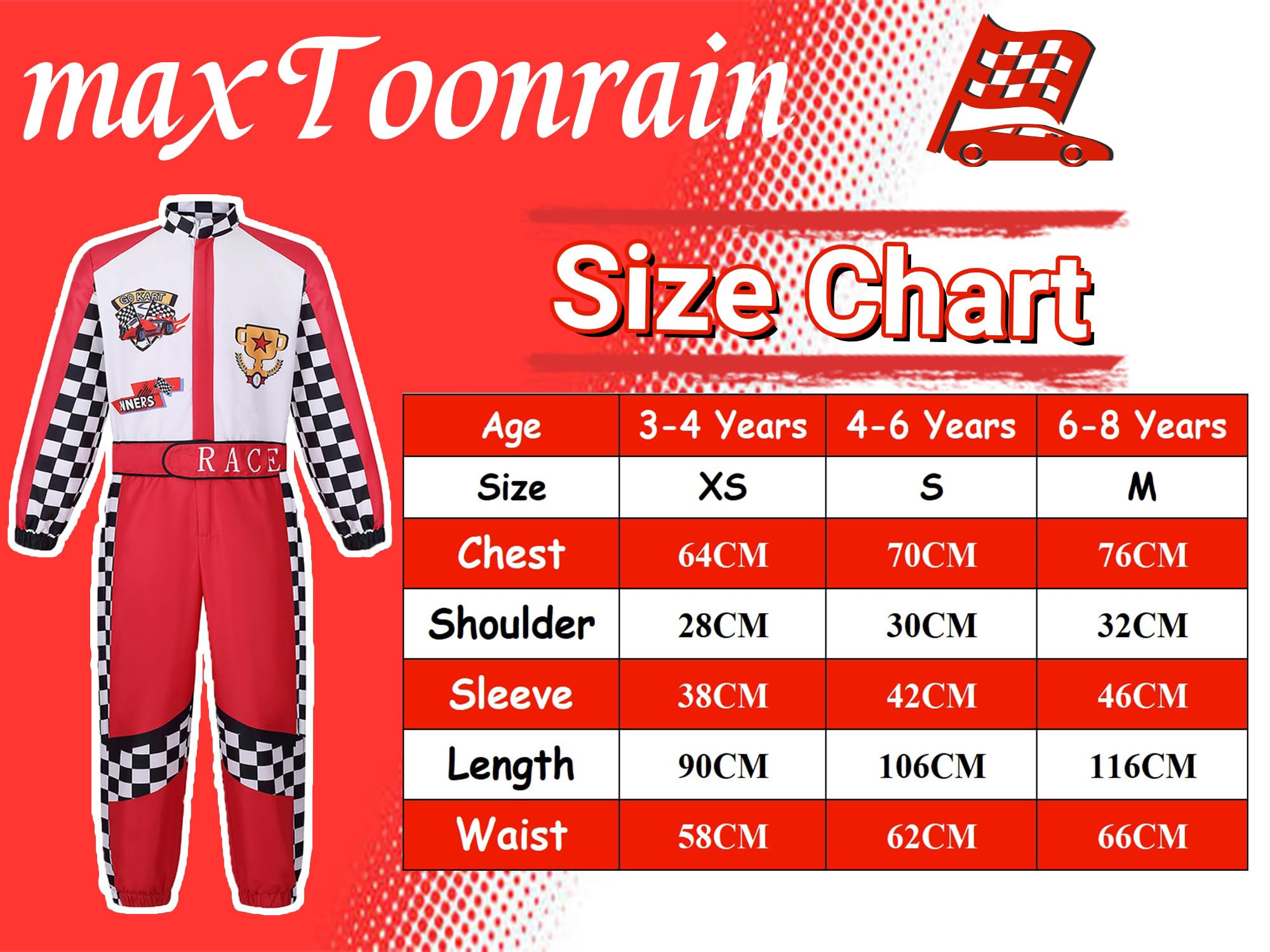 maxToonrain Deluxe Racing Driver Costume with Hat Kids F1 Driver Outfit for Halloween Role Play Christmas World Book Day (Red & White,7-8 Year) - Image 3