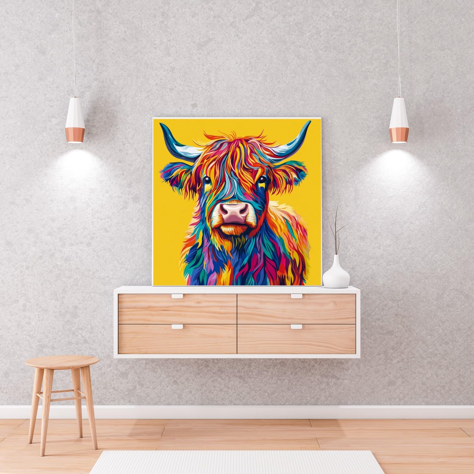 HKLIOPU Highland Cow Diamond Art Kits Adults,5D Diamond Painting Kits for Adults,Full Drill Gem Art Kits DIY Kids and Crafts Home Decor 12x12 Inch - Image 2