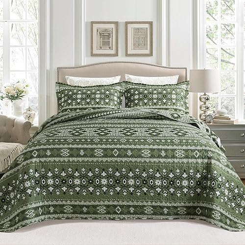 Vista 39 de BEDIFANY - Juego de colcha de algodón, tamaño queen, ligera, de estilo bohemio, suave, para decoración de la cama en todas las estaciones