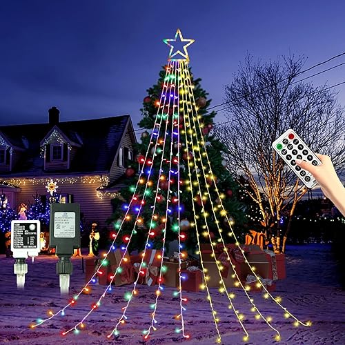 Miniatura 1 de DANLI Guirnalda de luces de Navidad con 320 luces LED de Navidad que cambian de color con control remoto, 11 modos para Navidad, Año Nuevo, patio,