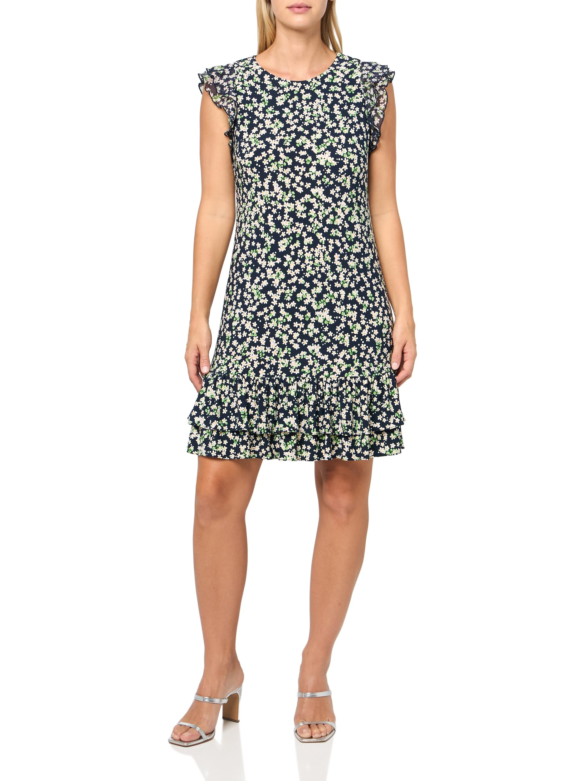 Tommy Hilfiger Womens Polyester Spandex Pattern Sheath Midi Layered Dress