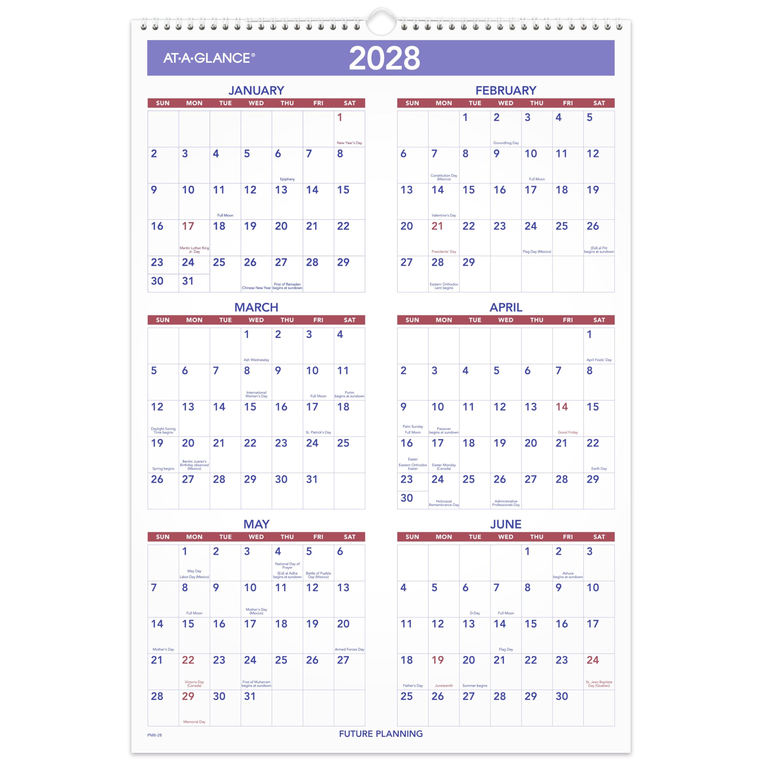 AT-A-GLANCE Calendrier mural 2027, planificateur 39,4 x 57,8 cm, référence 3 mois (PM62827)