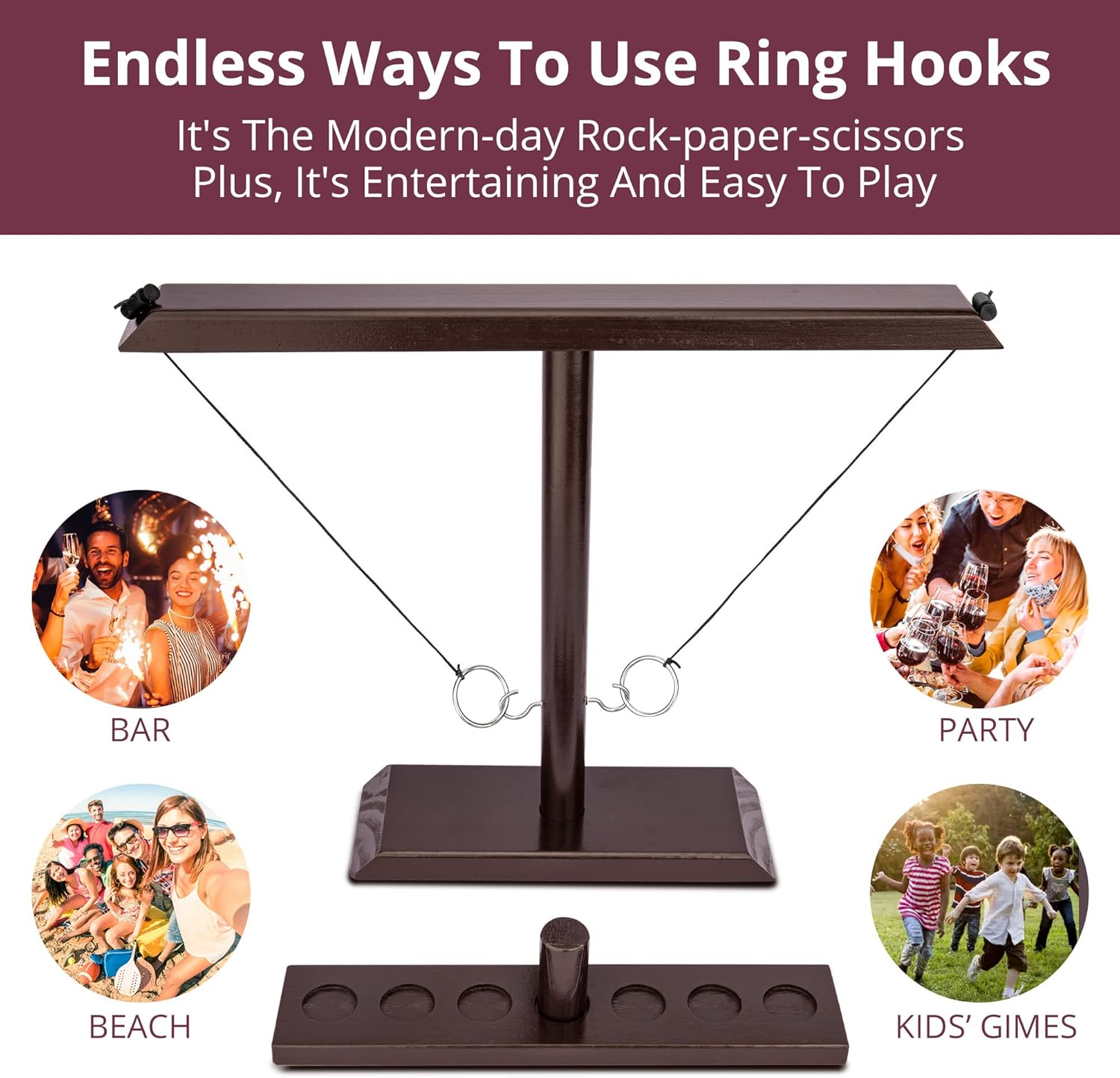 Ring Toss Game - Hook and Ring Game with Shot Ladder - 1 Button String Adjustments & 30 Second Set Up - 17" X 13" X Large Size, - Valentines Day Gifts for Him & Her : Sports & Outdoors