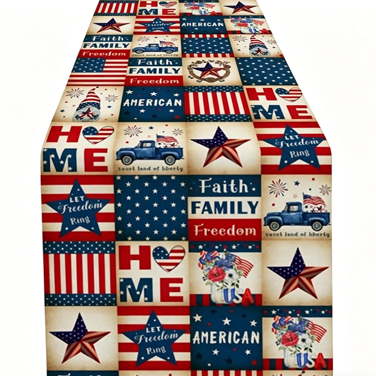 Piceioep Table Runner America Independences Day Patriotic Tablecloth 4Th of July Kitchen Holiday Parties Celebration Decors Holiday Themed Table Runner