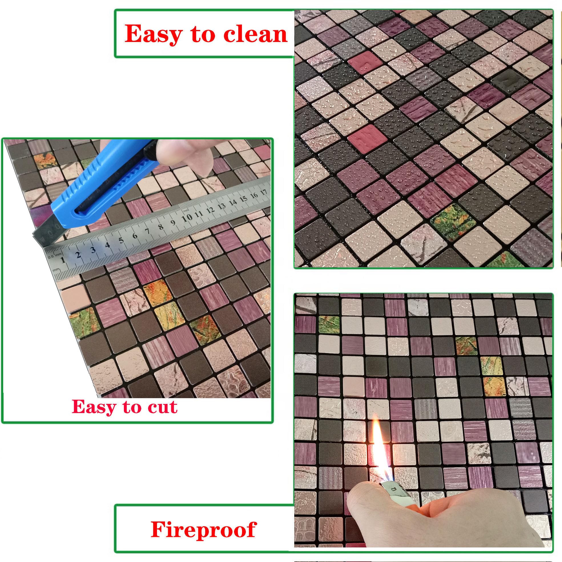 Aazon.co: XUANINY Peel And Stick Backsplash Tiles, Triangle Surface - View #4