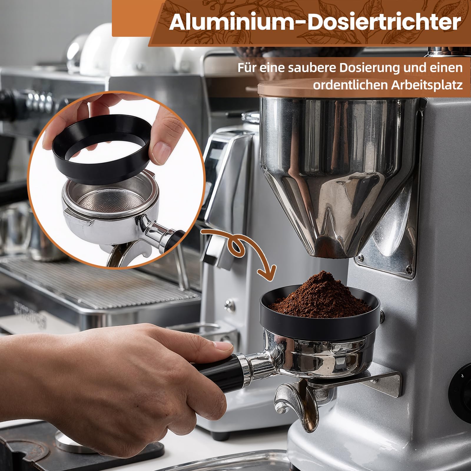 Juego de accesorios para café expreso de 51 mm, 7 piezas, incluye herramienta WDT de 51 mm, apisonadora, distribuidor, anillo dosificador y estación de prensado, para cafeteras y cafeteras
