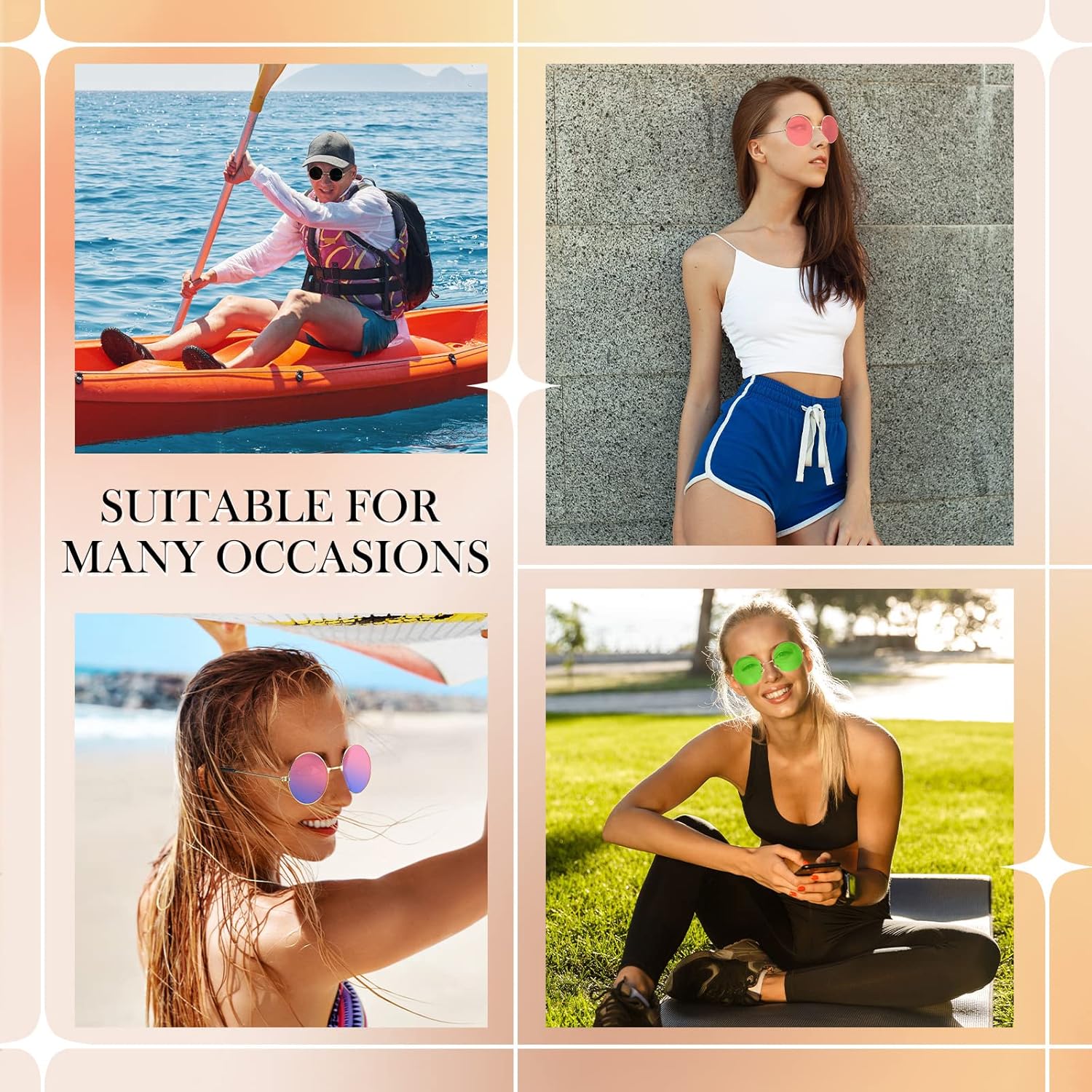 Kanayu 50 Pairs Round Hippie Sunglasses Bulk Circle Colored Disco Glasses Groovy 70s Sunglasses for Party Women Men - Image 6