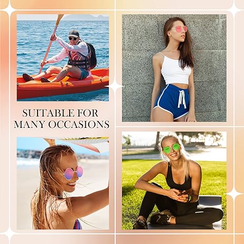 Miniatura 6 de Kanayu 50 pares de gafas de sol redondas hippie, lentes de sol de color círculo, lentes de sol retro de los años 60 y 70, gafas de sol para mujeres