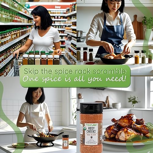 Miniatura 3 de FreshJax Seasoning Spice Rosy Cheeks Organic Maple Bourbon BBQ Rub Blend, caja de regalo grande de 6.5 onzas incluida a base de plantas, baja en