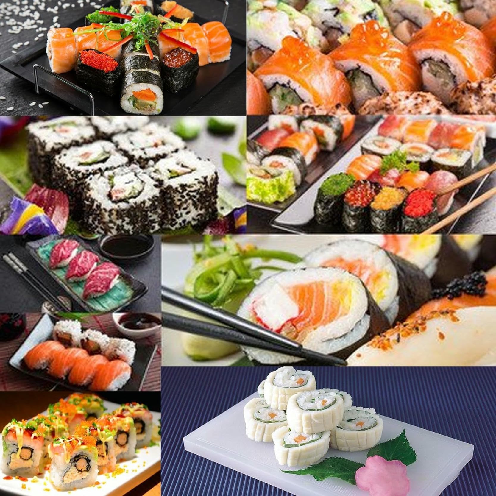Mała okrągła maszyna do formowania rolek ryżowych do wałka do sushi, bambusowa mata do zwijania sushi zestaw dla początkujących