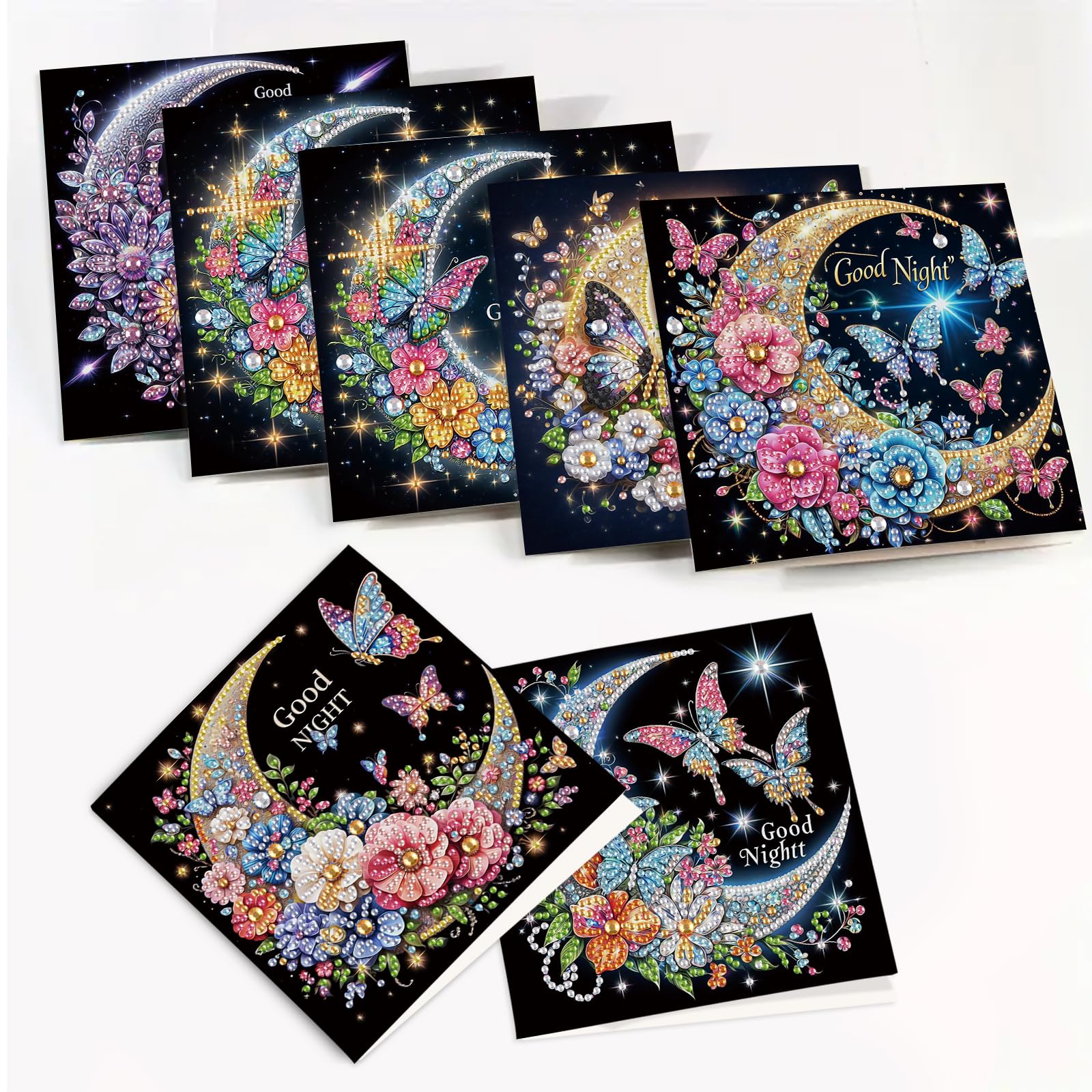 Lot De 6 Kits De Peinture Diamant à Faire Soi-même, Cartes D'art Diamant Avec Enveloppe Pour Noël, Anniversaire, Thanksgiving, Vacances (hibou Coloré