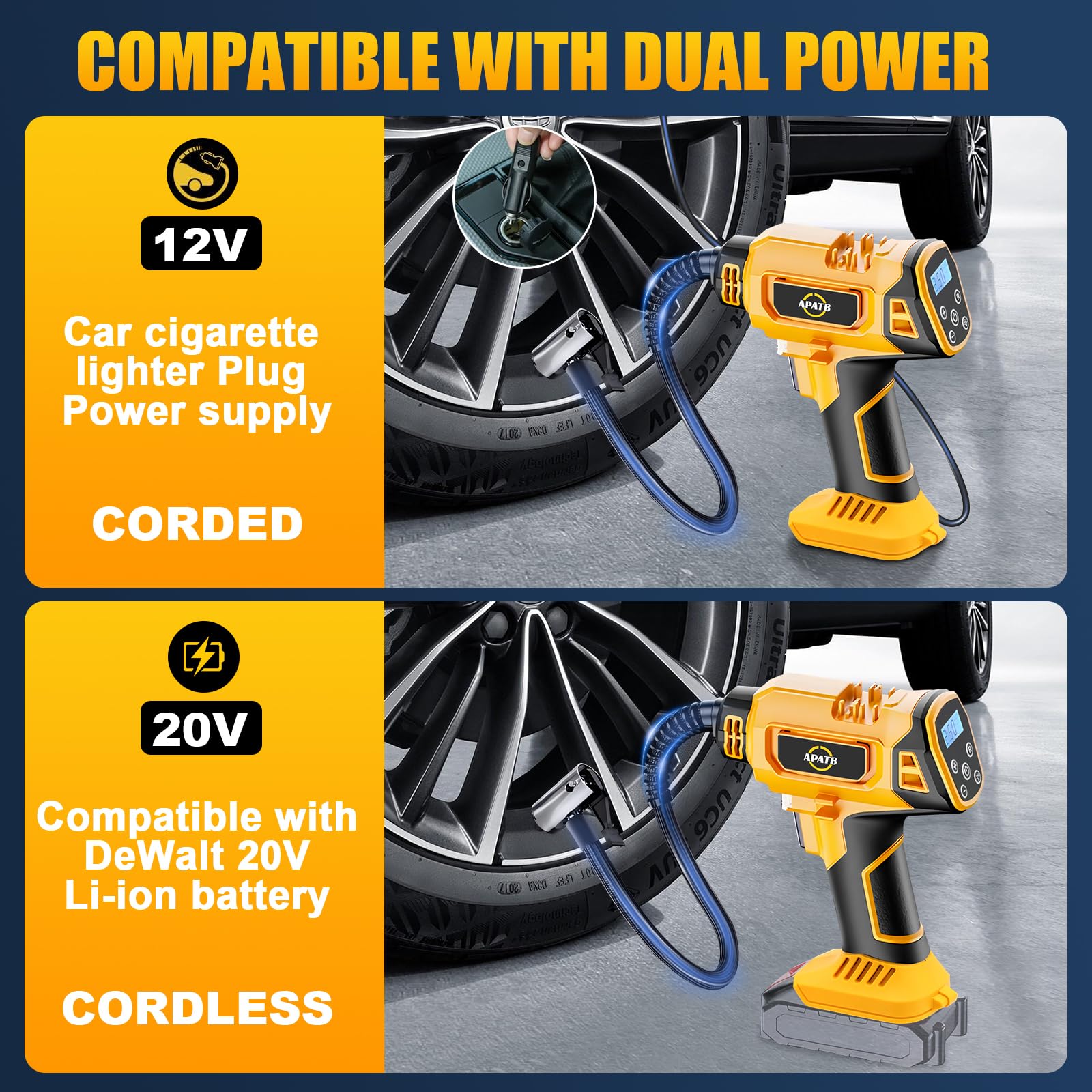 And Charger Tire Inflator Air Compressor Compatible With DeWalt