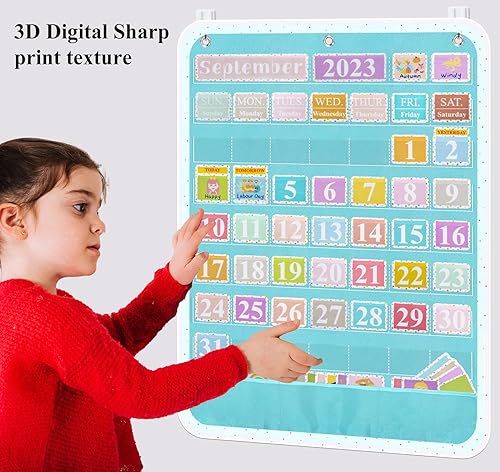 Miniatura 6 de Craftstory Calendario bohemio con 135 tarjetas de fieltro para profesores, suministros escolares, decoración de aula preescolar, boletín