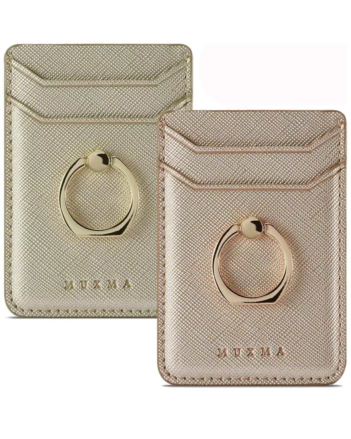 BIAJIYA Phone Card Holder RFID Leather Wallet Credit Adhesive Cell Case Stick-on Card Holder for Women and Men Back of Phone for Most of Smartphones (