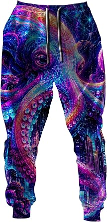 Fashiononly Psychedelic Neon Octopus Cyberpunk Fantasy Artwork Hoodie Men Women Unisex Cosmic Style