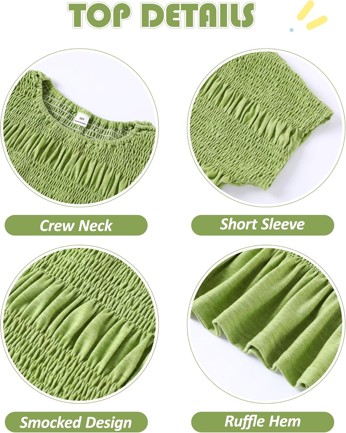 Girls 2 Piece Cute Sets Kid Summer Outfit Ruffled Hem Fashion Top Long Pants Solid Color Casual Set 7-16 Years