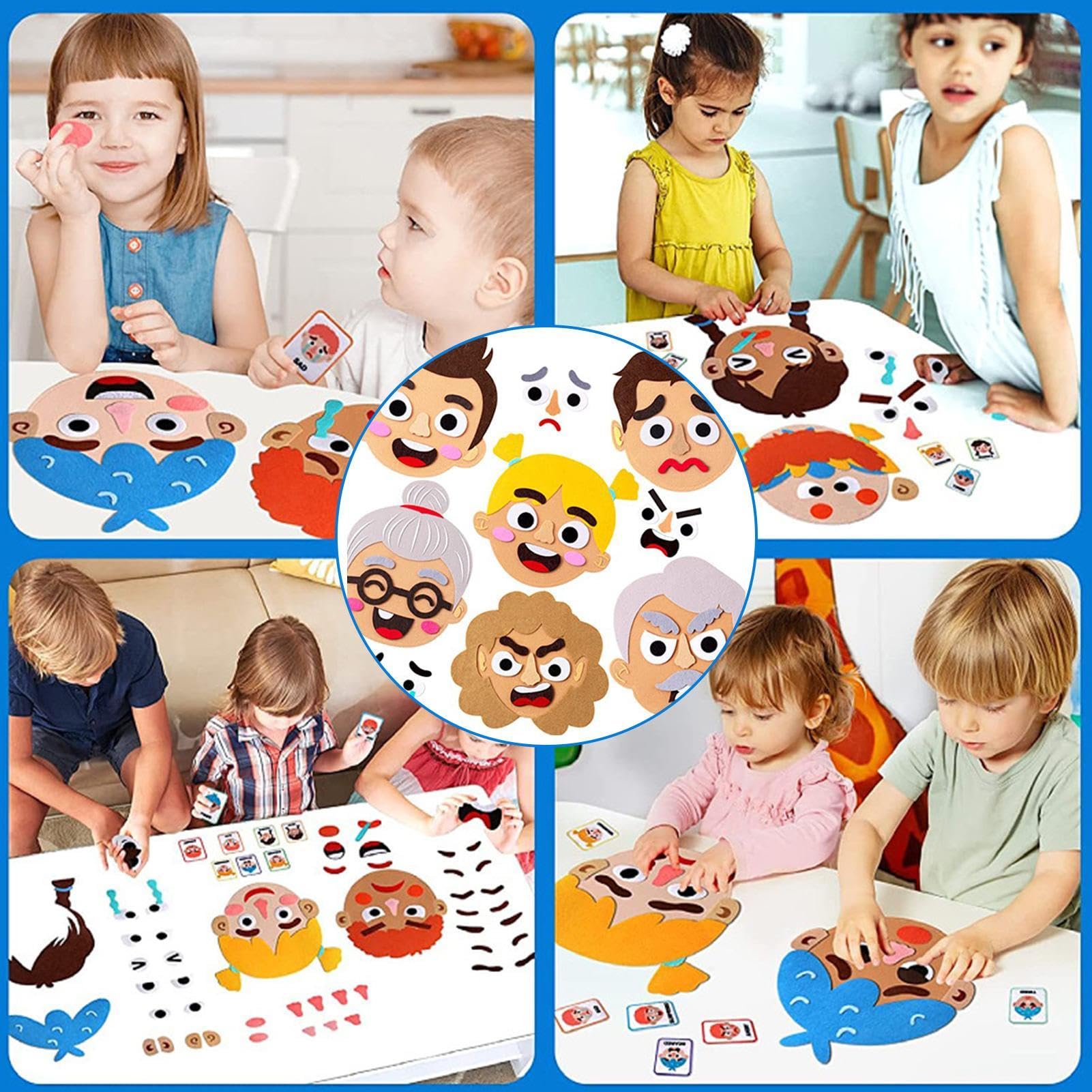 Non-Woven Felt Emotion Stickers, Children's emojii Face Making Kit - Image 4