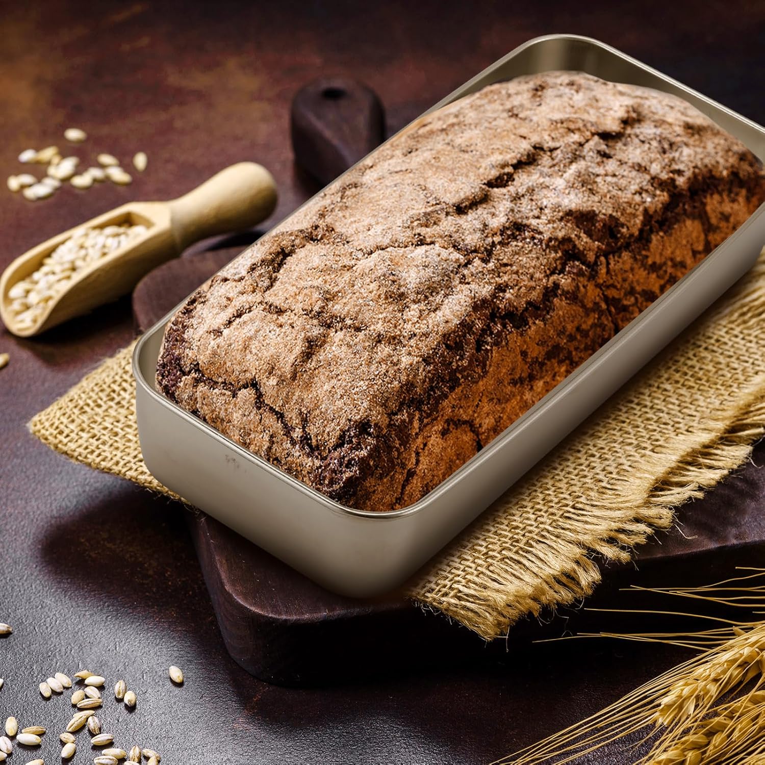 2 Sets Stainless Steel Bread Loaf Pan with Lid 13 x 5 Inch Nonstick Large Rectangle Loaf Pans Baking Bakeware for Bread Meatloaf Lasagna Cake, Dishwasher Safe - Image 2