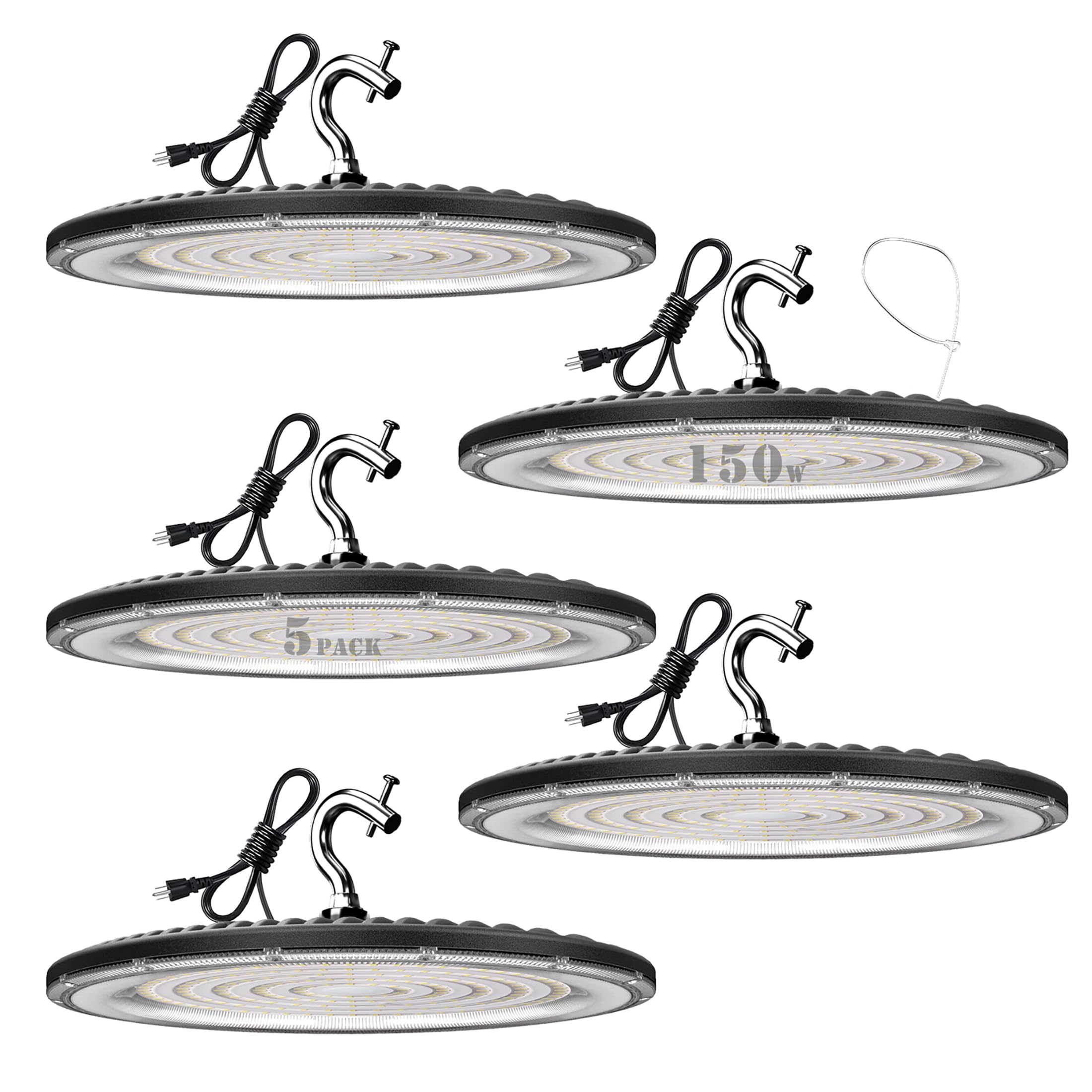 bulbeats Upgrade LED High Bay Light 200W, 30000Lm (Eqv.800W MH/HPS) UFO high Bay LED Light, AC100-277V 5000K Bay Lighting with US Plug for Commercial Warehouse 𝟱𝗬𝗿𝘀 𝗪𝗮𝗿𝗿𝗮𝗻𝘁𝘆 5Pack