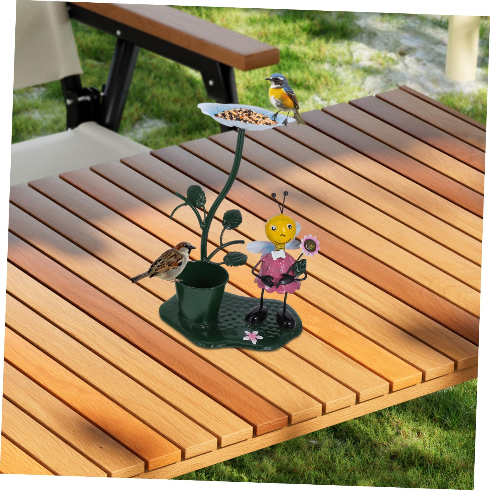 Toddmomy 2pezzi Mangiatoia Esterna per Uccelli Decorativa per Giardino e Casa Scultura Ornamentale Resistente Piatto per Cibo per Cortile Prato e Finestra