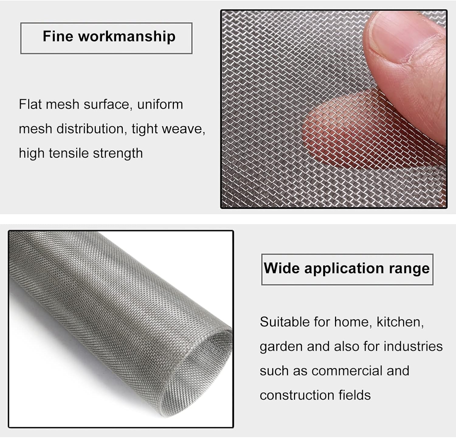 Stainless Steel Woven Wire Mesh, 8 Mesh Corrosion-Resistant Screen – Rodent Proof – for Airbricks, Kitchens, Gardens – Easy to Cut