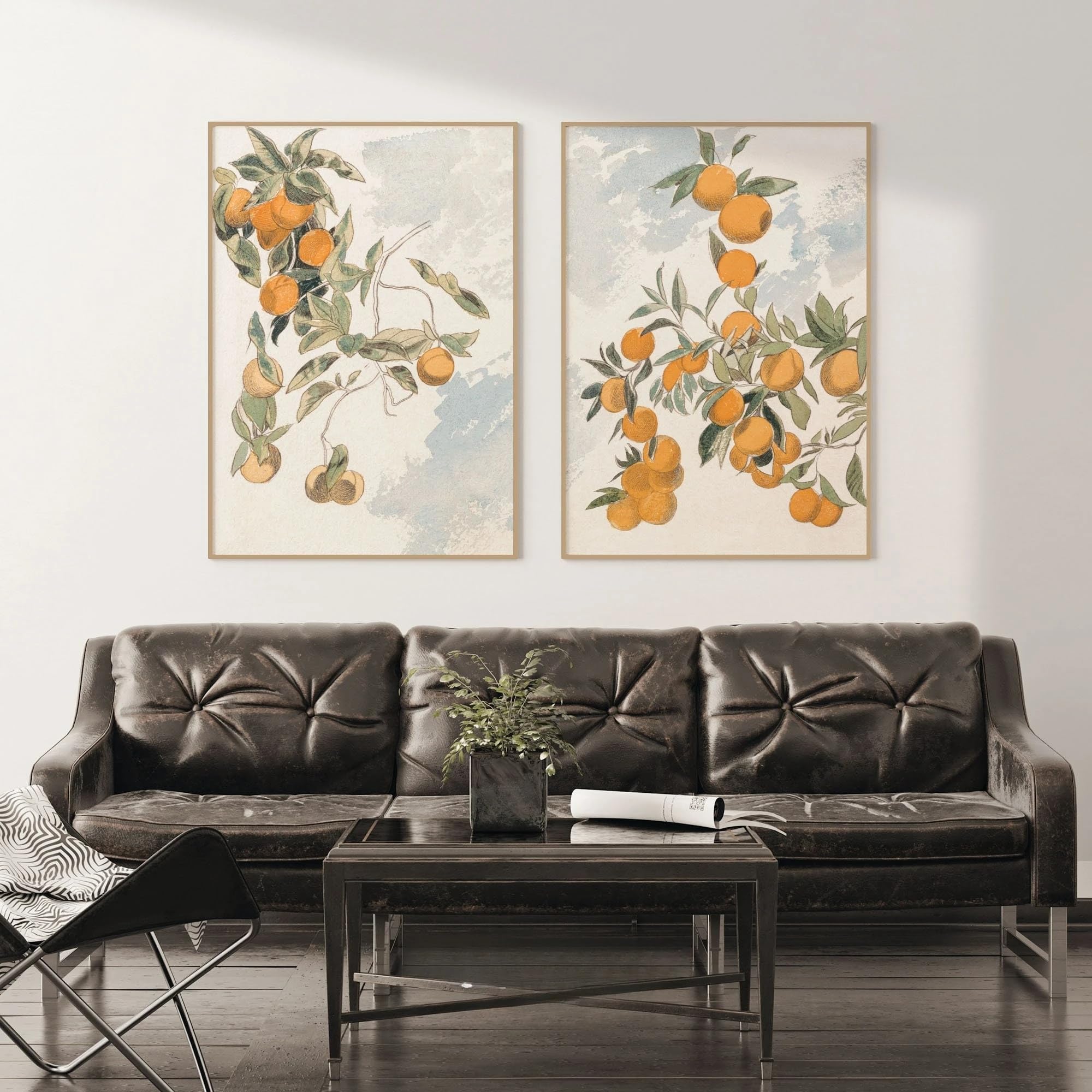Ltjiajuypd Frameless Canvas Prints Orange Tree Prints Orange Lemon Art Citrus Wall Art Kitchen Decor Minimalist Wall Art(40X55cm-2Pcs)