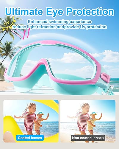 Miniatura 4 de Swim Goggle Kids,Leak-Proof,Anti-Fog Pool Glasses,Wide View Swimming Goggles for 3-14,With Ear Plugs and Nose Clip